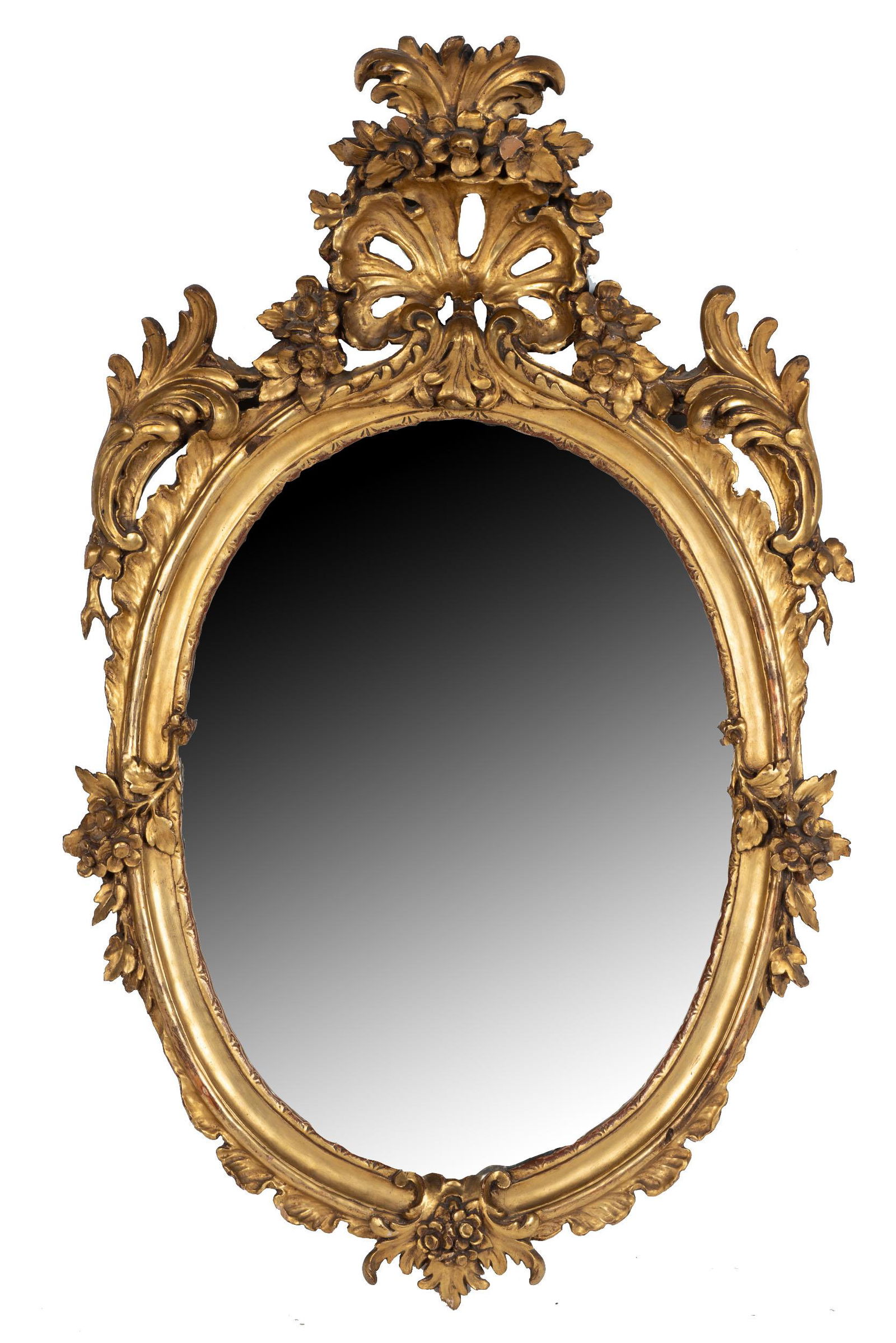 GILT WOOD OVAL MIRROR (1 of 9)