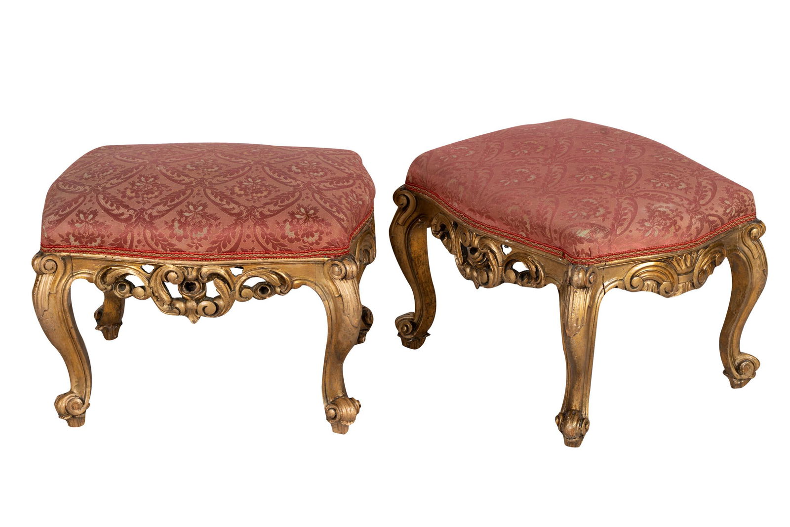 PAIR OF CARVED & GILT WOOD FOOTSTOOLS (1 of 7)