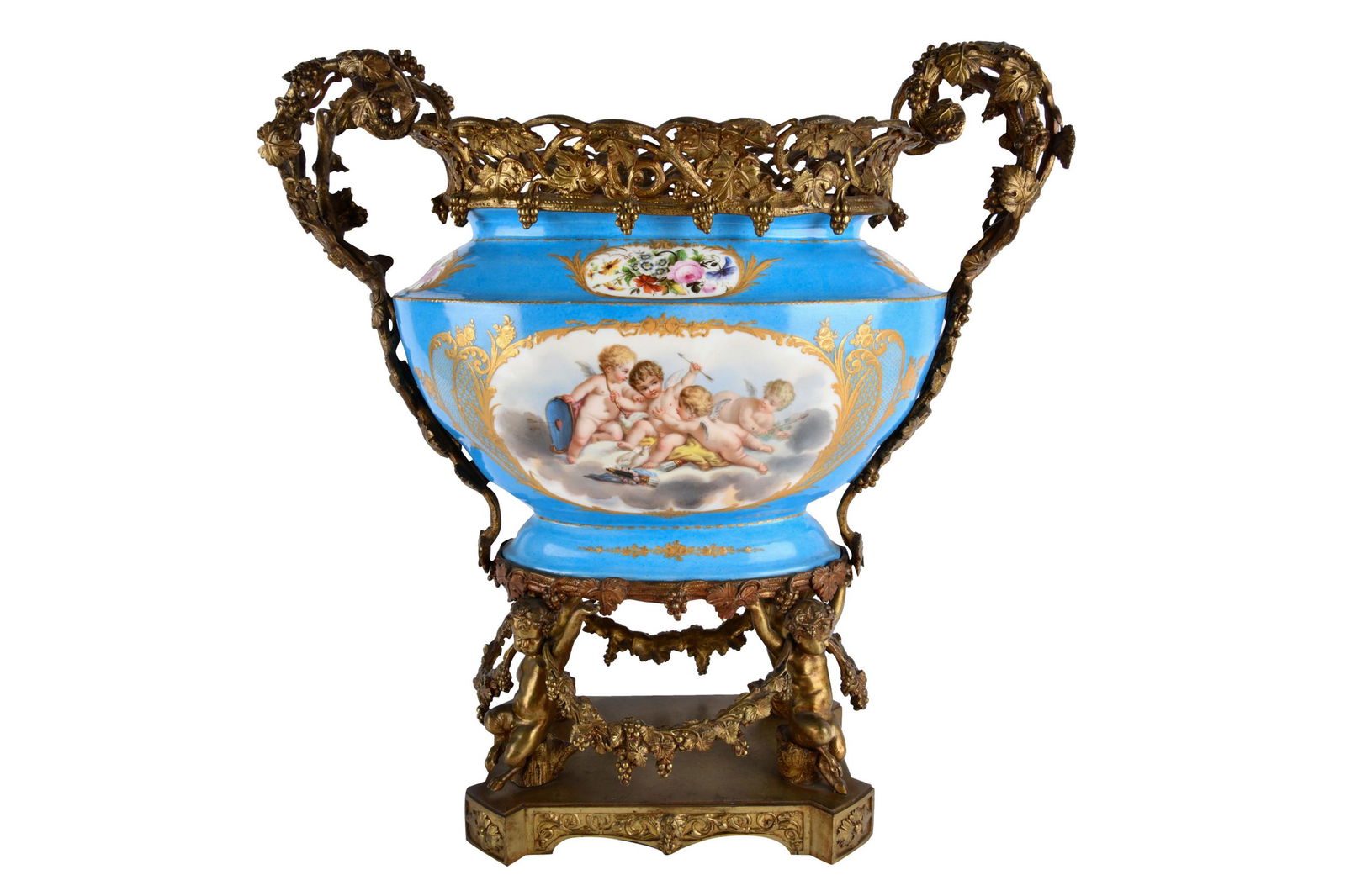 GILT BRONZE-MOUNTED SEVRES-STYLE PORCELAIN BOWL (1 of 8)