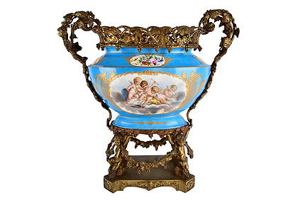 GILT BRONZE-MOUNTED SEVRES-STYLE PORCELAIN BOWL (1 of 8)