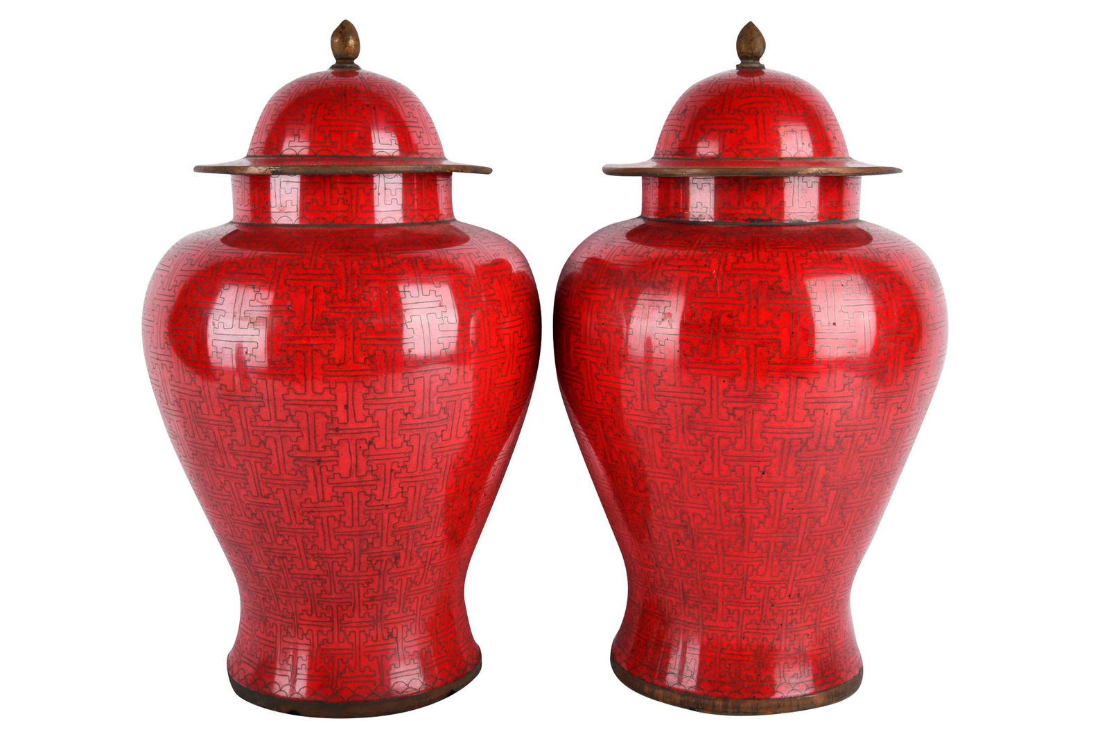 PAIR OF CHINESE CLOISONNE COVERED JARS (1 of 6)