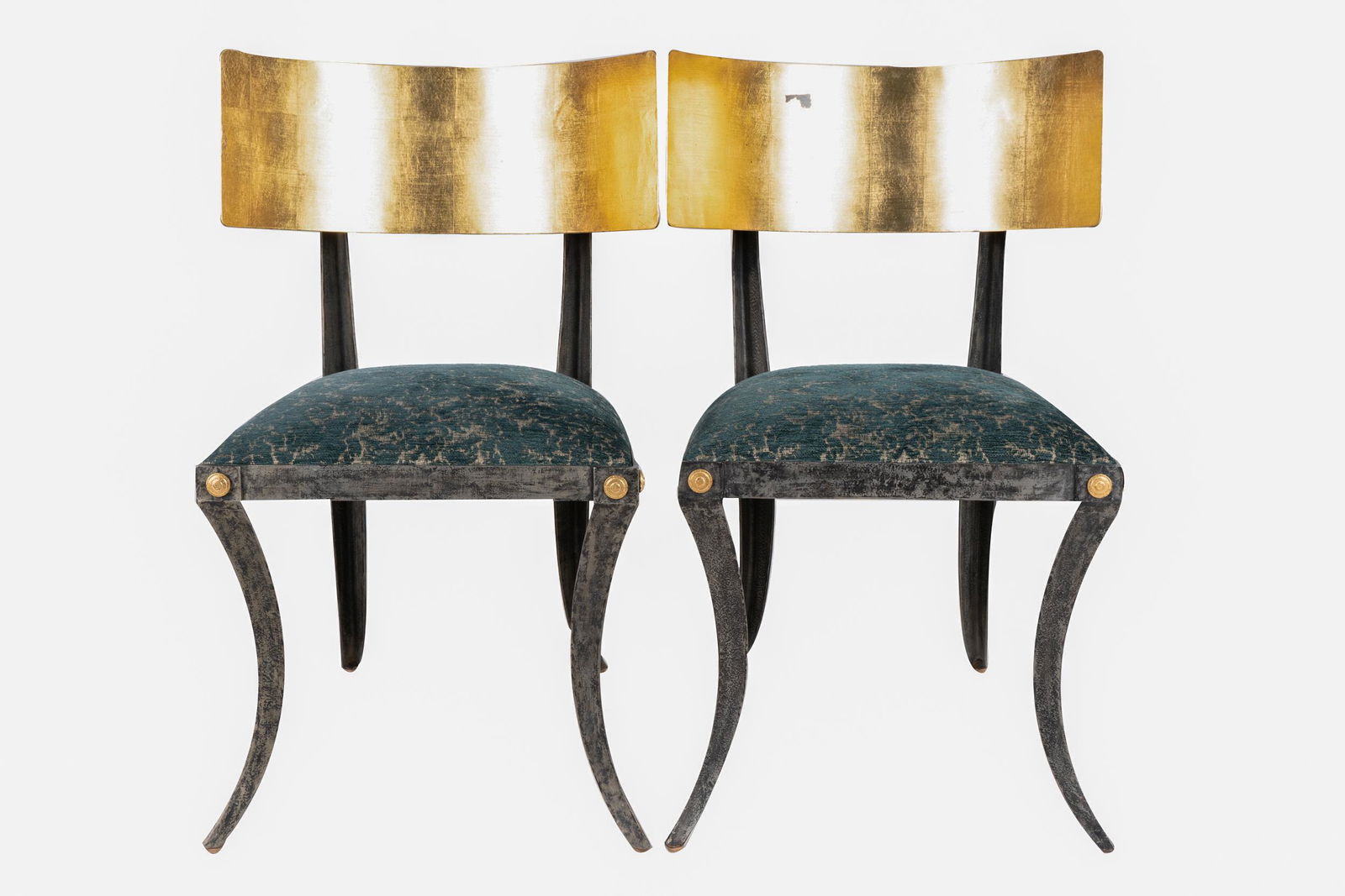 PAIR OF KLISMOS-STYLE METAL SIDE CHAIRS (1 of 10)
