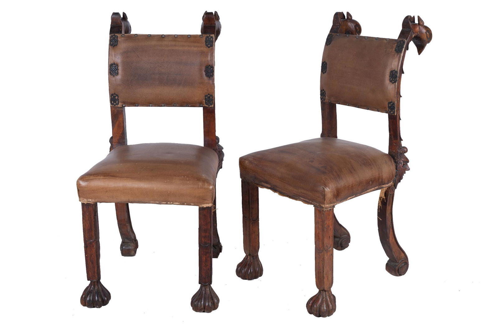 PAIR OF CONTINENTAL CARVED WALNUT SIDE CHAIRS (1 of 9)