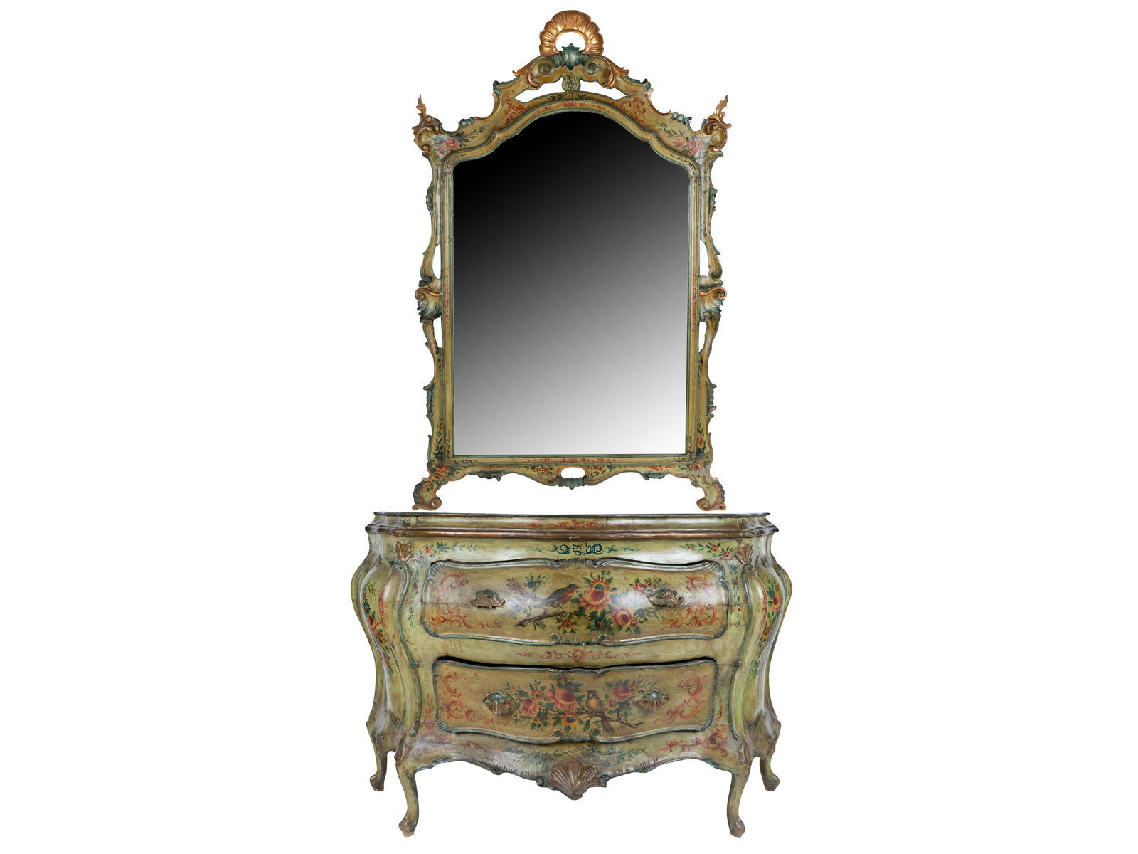 VENETIAN ROCOCO STYLE PAINTED BOMBE COMMODE (1 of 20)