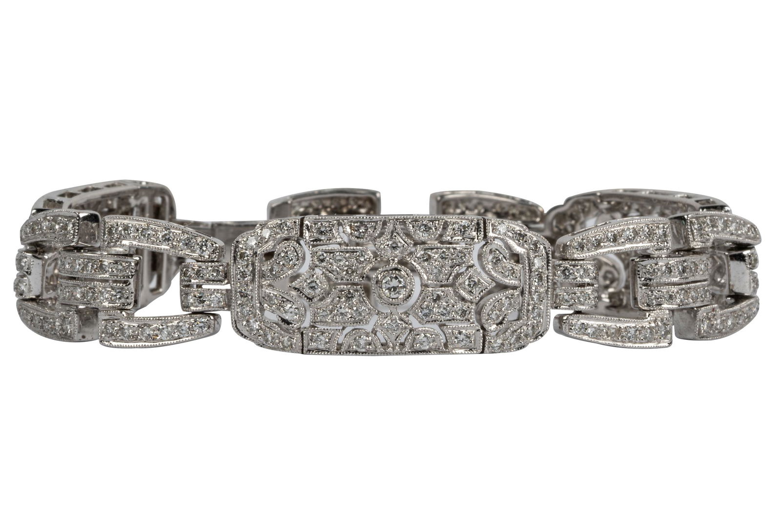 18 KARAT WHITE GOLD & DIAMOND ART DECO STYLE BRACELET (1 of 11)