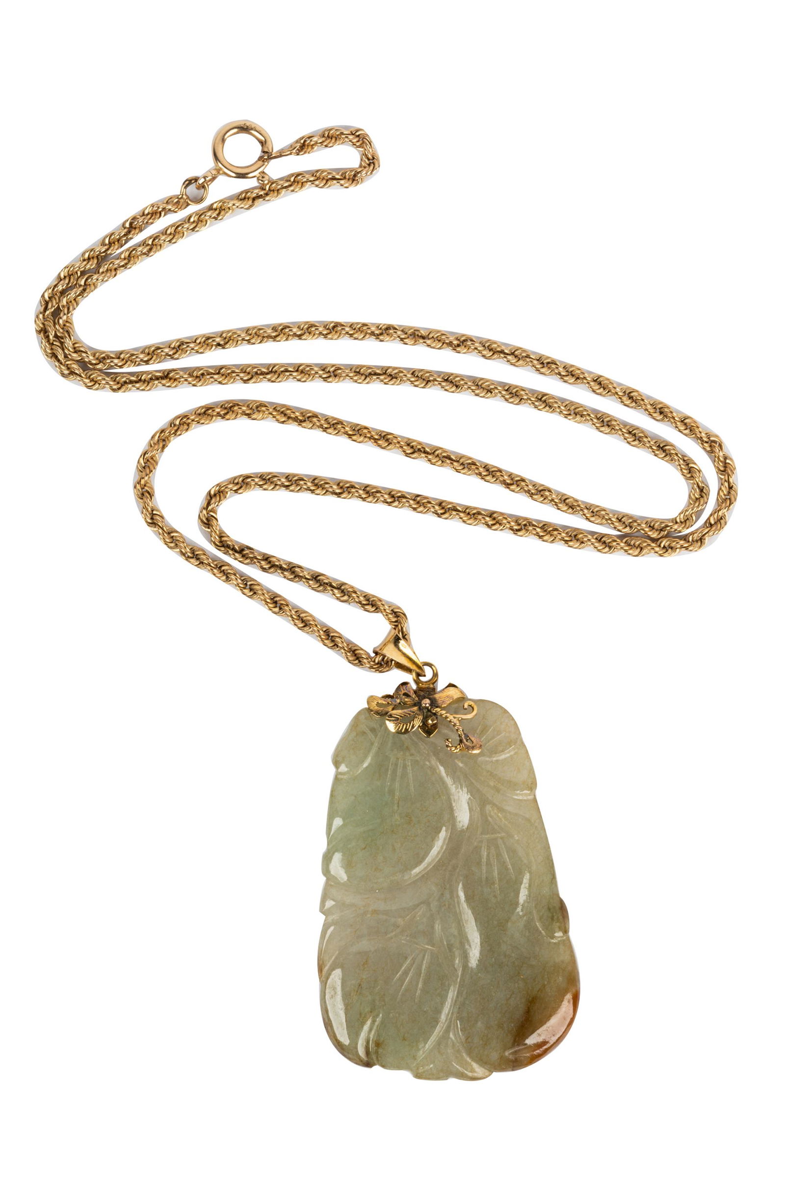 14 KARAT YELLOW GOLD & JADE PENDANT NECKLACE (1 of 8)