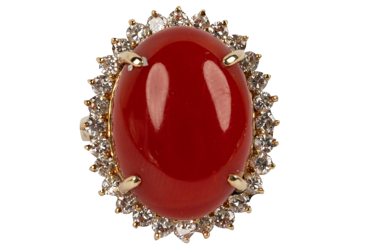 14 KARAT YELLOW GOLD, DIAMOND, & CORAL RING (1 of 6)