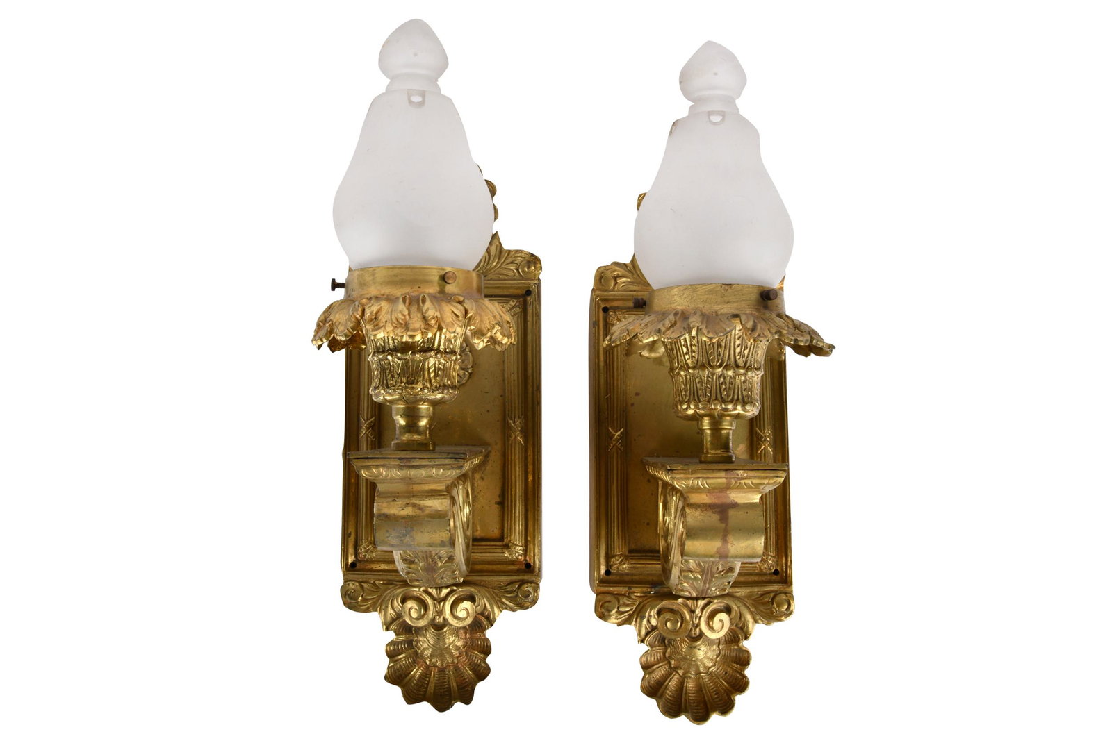 PAIR OF REGENCE STYLE BRASS WALL SCONCES (1 of 7)