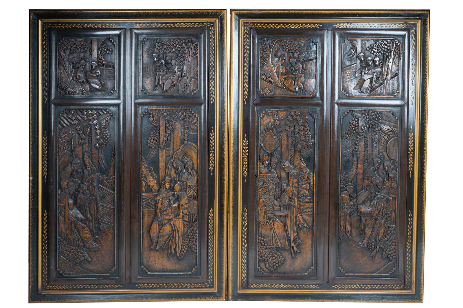 PAIR OF CARVED CHINESE PANELS (1 of 12)