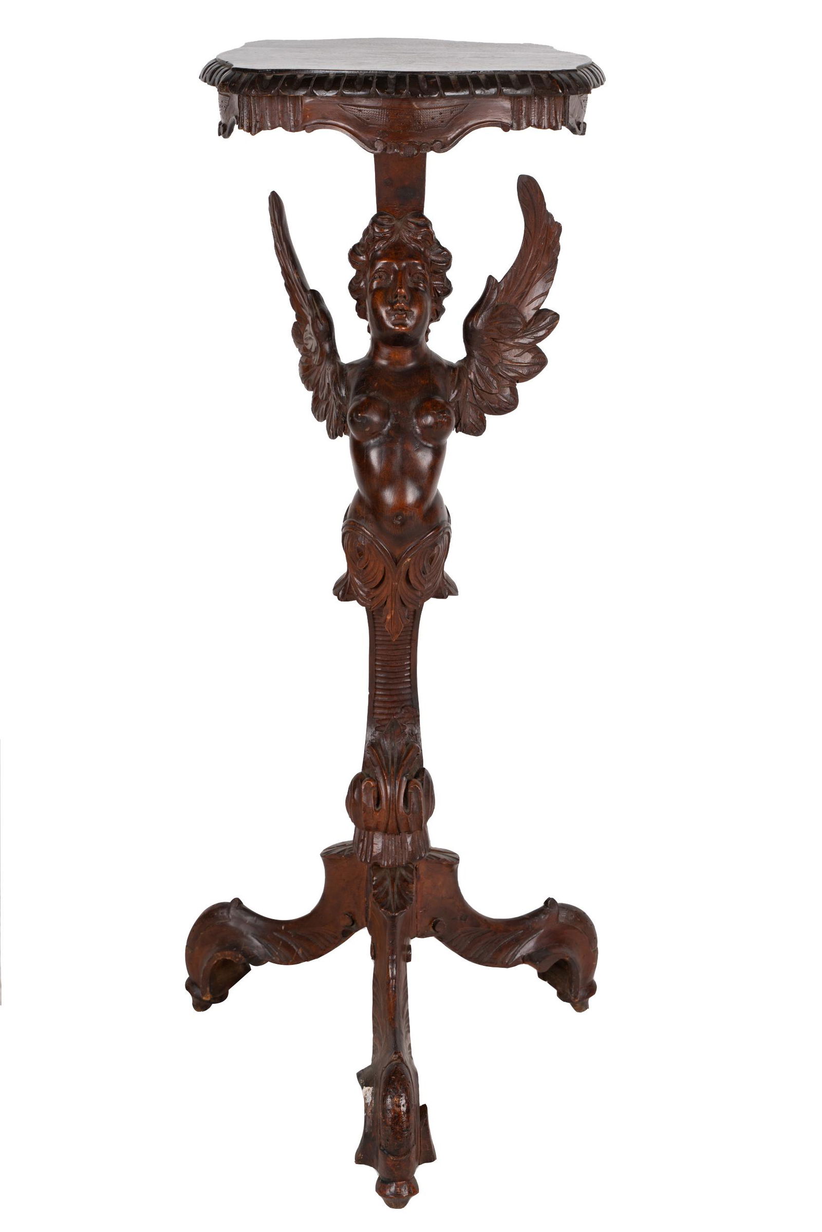 CARVED WALNUT FIGURAL PEDESTAL (1 of 8)