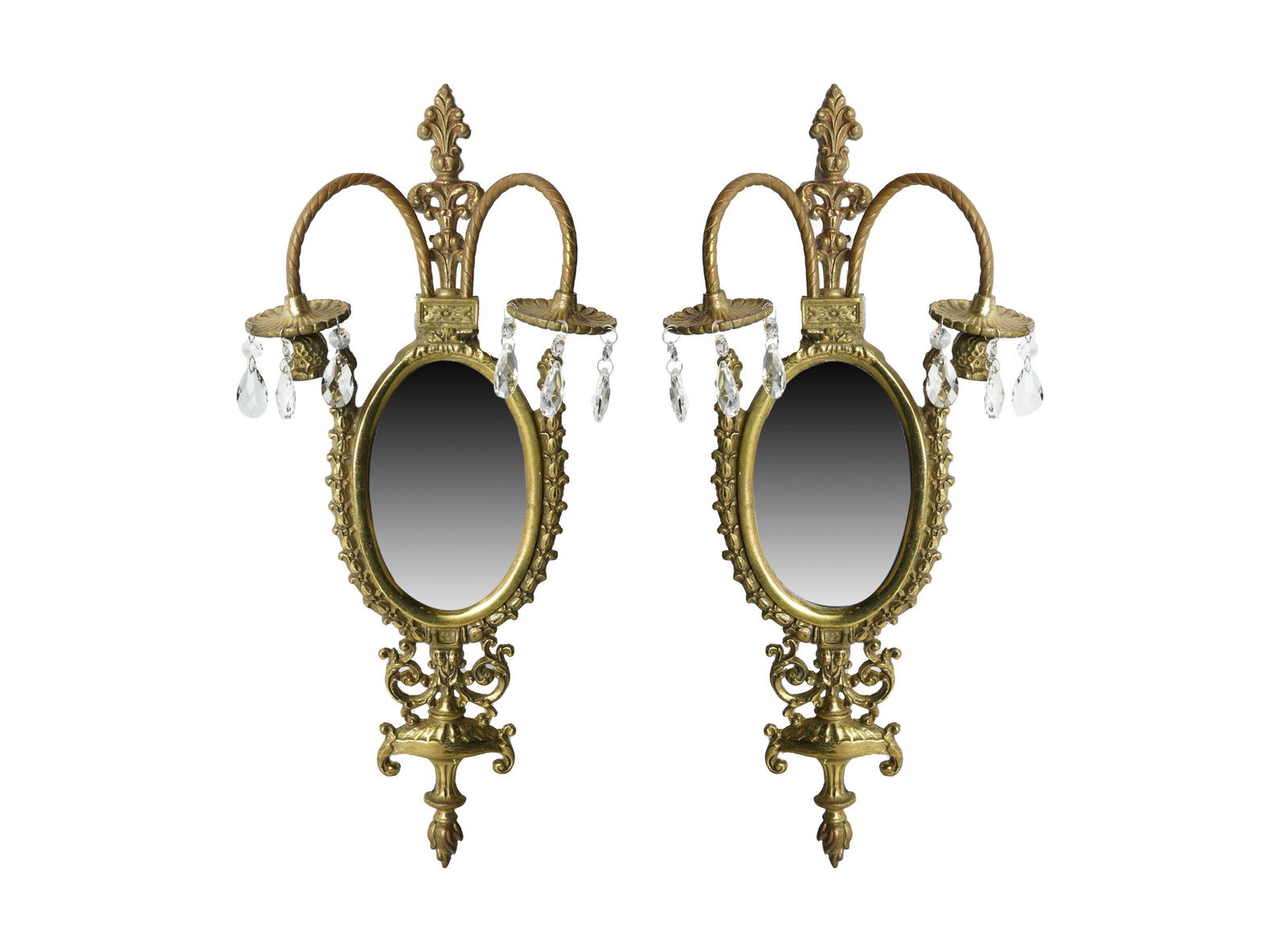 PAIR OF NEOCLASSIC STYLE BRASS MIRROR APPLIQUES (1 of 9)