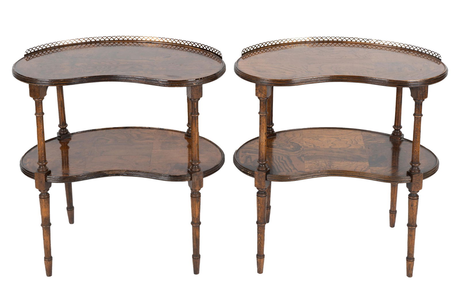 PAIR OF KIDNEY-SHAPED TIERED END TABLES (1 of 9)