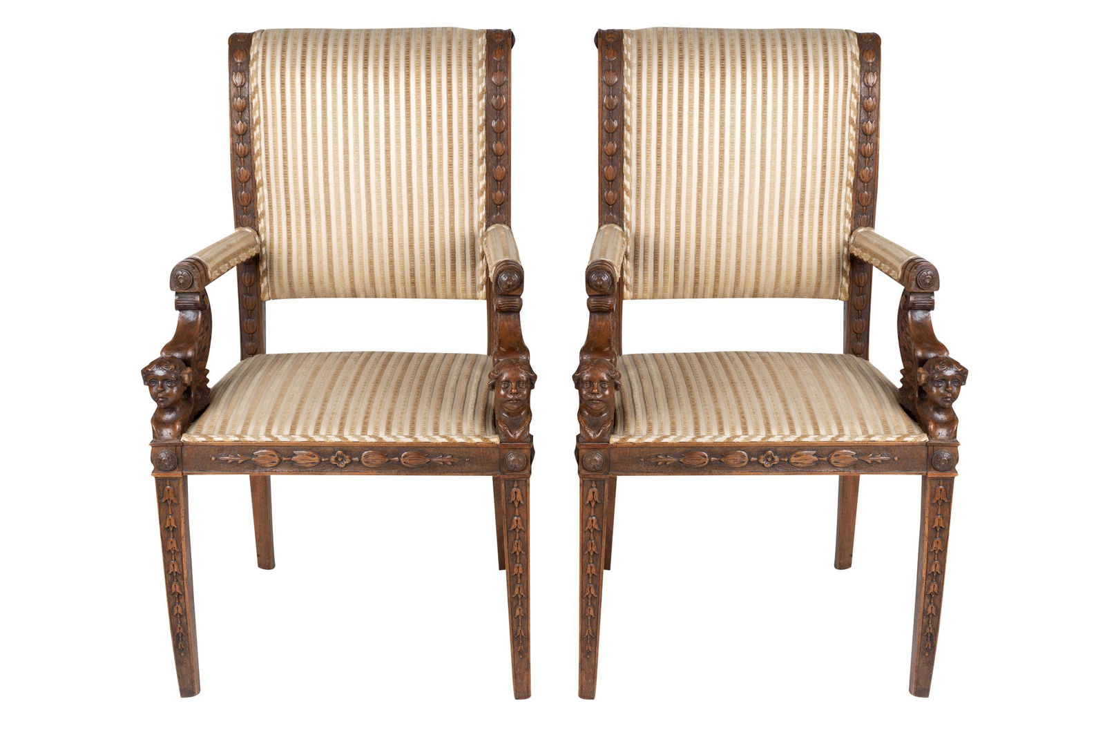 PAIR OF ITALIAN CARVED WALNUT ARMCHAIRS (1 of 10)
