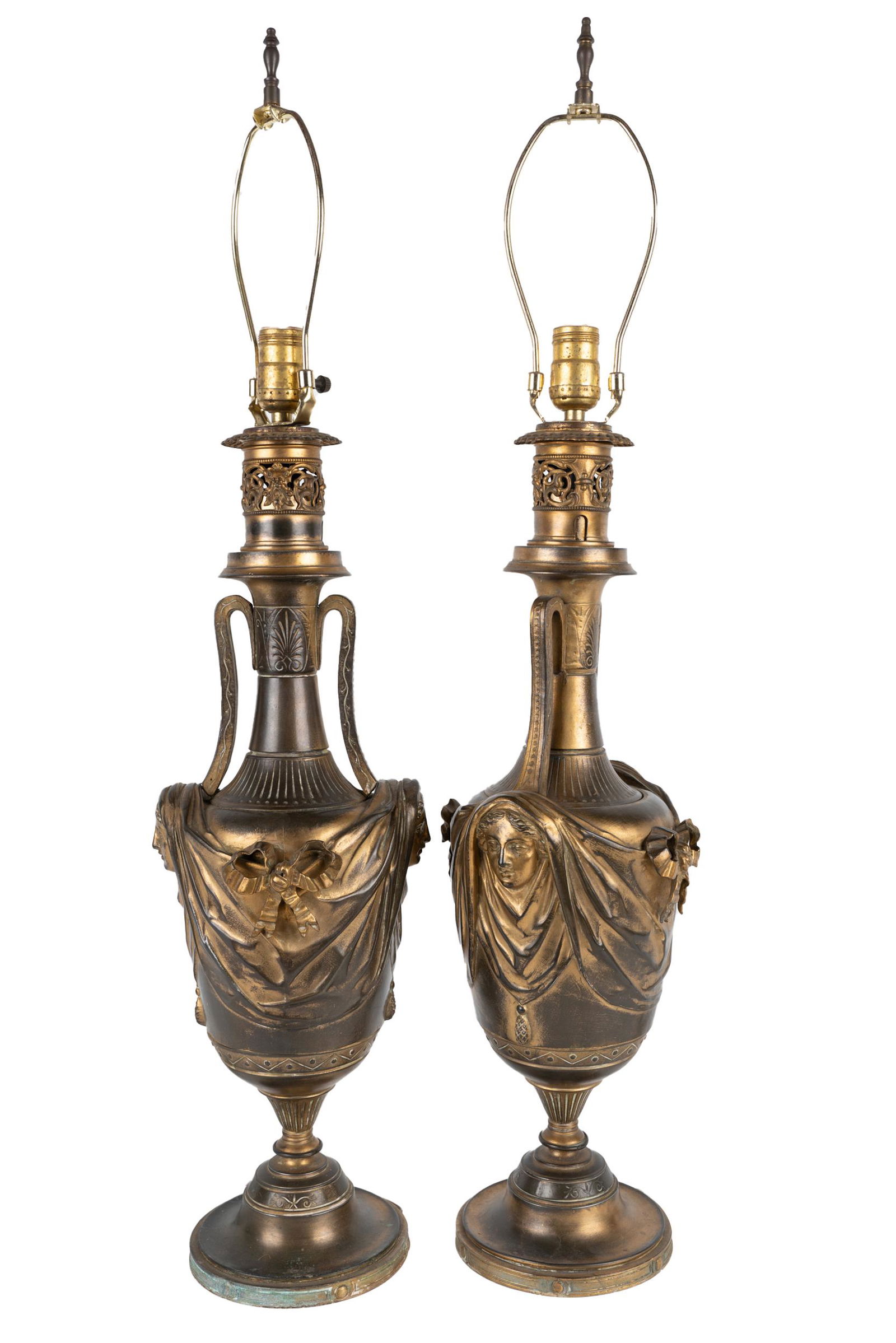 PAIR OF GILT-METAL URN-FORM TABLE LAMPS (1 of 11)