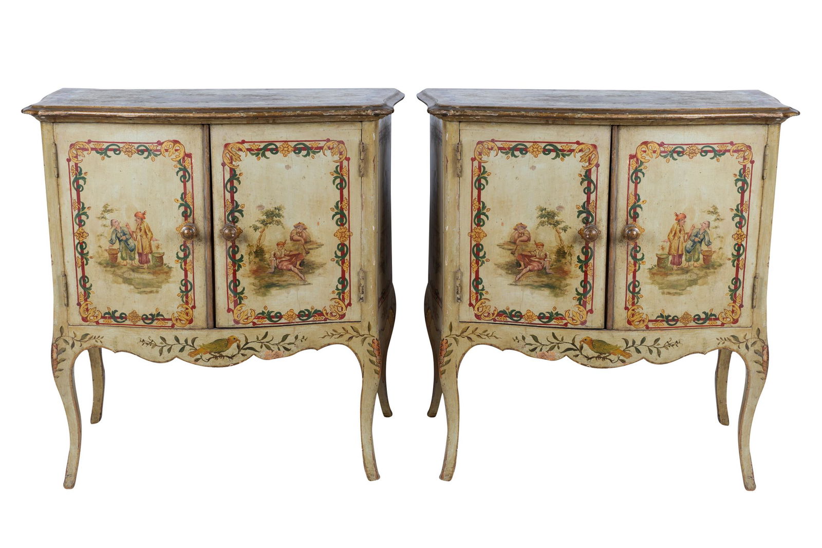 PAIR OF CHINOISERIE PAINTED WOOD SIDE CABINETS (1 of 11)