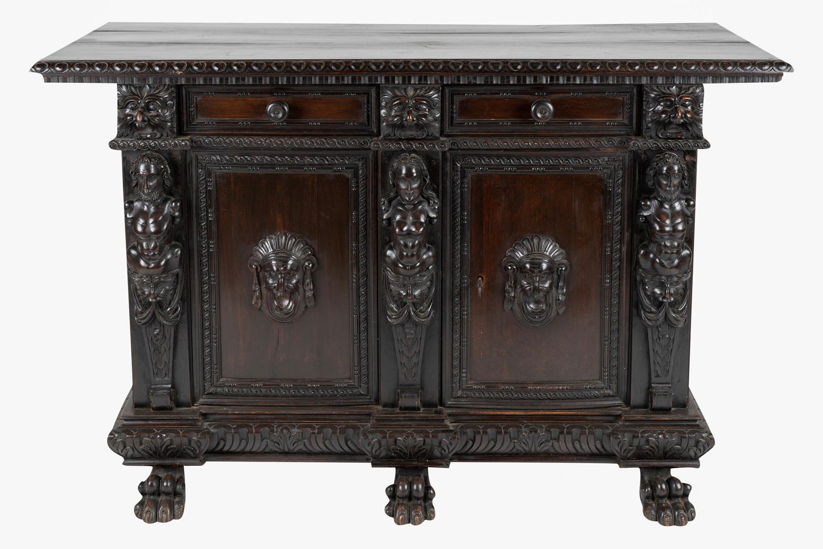 RENAISSANCE REVIVAL STYLE CARVED WOOD CREDENZA (1 of 14)