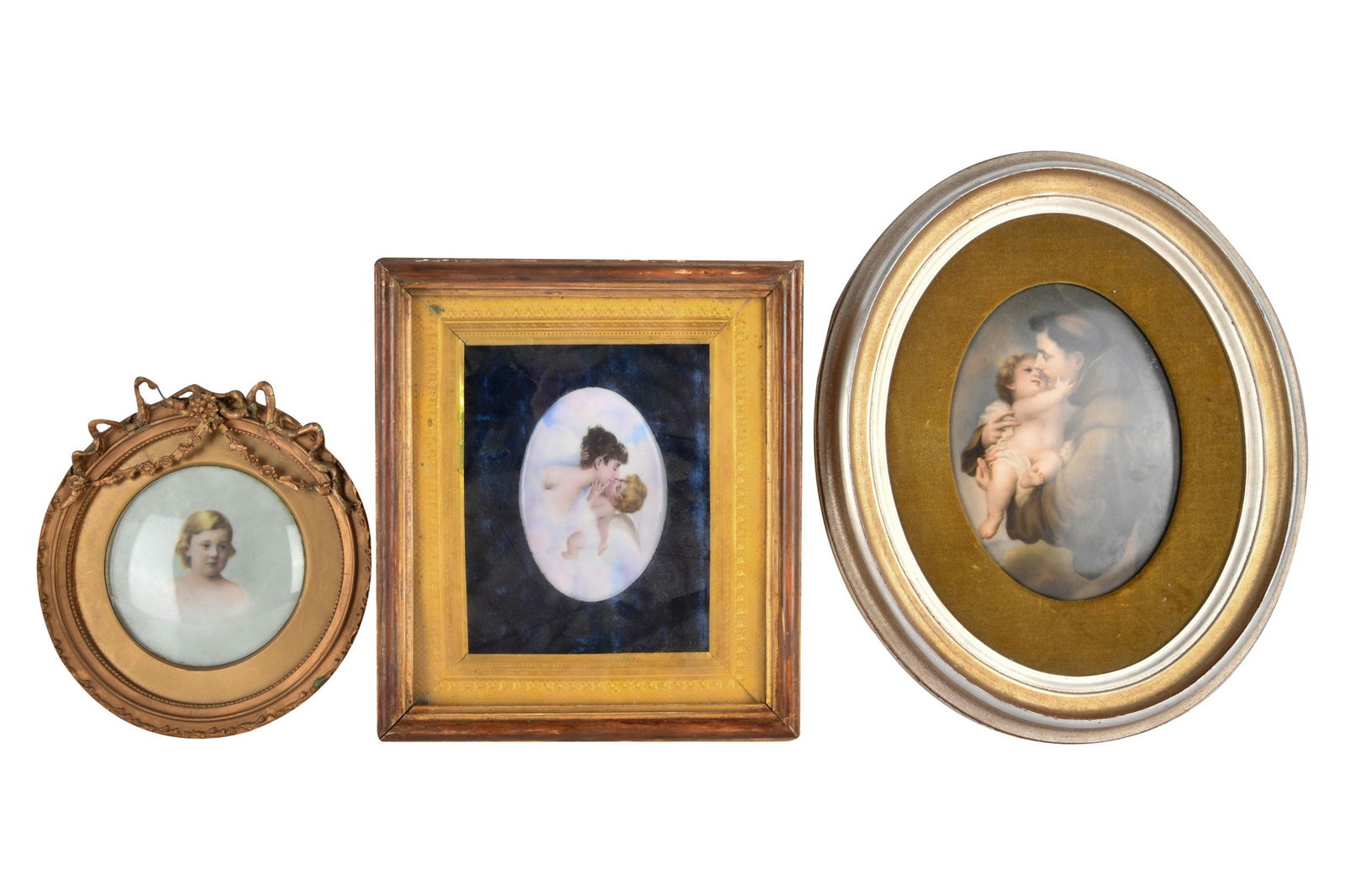 THREE ASSORTED PAINTED PORCELAIN PLAQUES (1 of 5)