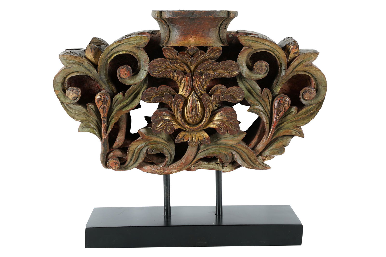 INDONESIAN CARVED & PAINTED WOOD ARCHITECTURAL FRAGMENT (1 of 9)