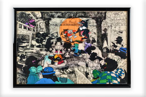 RALPH BAKSHI (B. 1938): "FRITZ THE CAT": layered animation cel unsigned Provenance: The Estate of Judith Krantz, Bel Air 19 3/4 x 29 1/2 inches sight; 21 1/2 x 32 inches frame