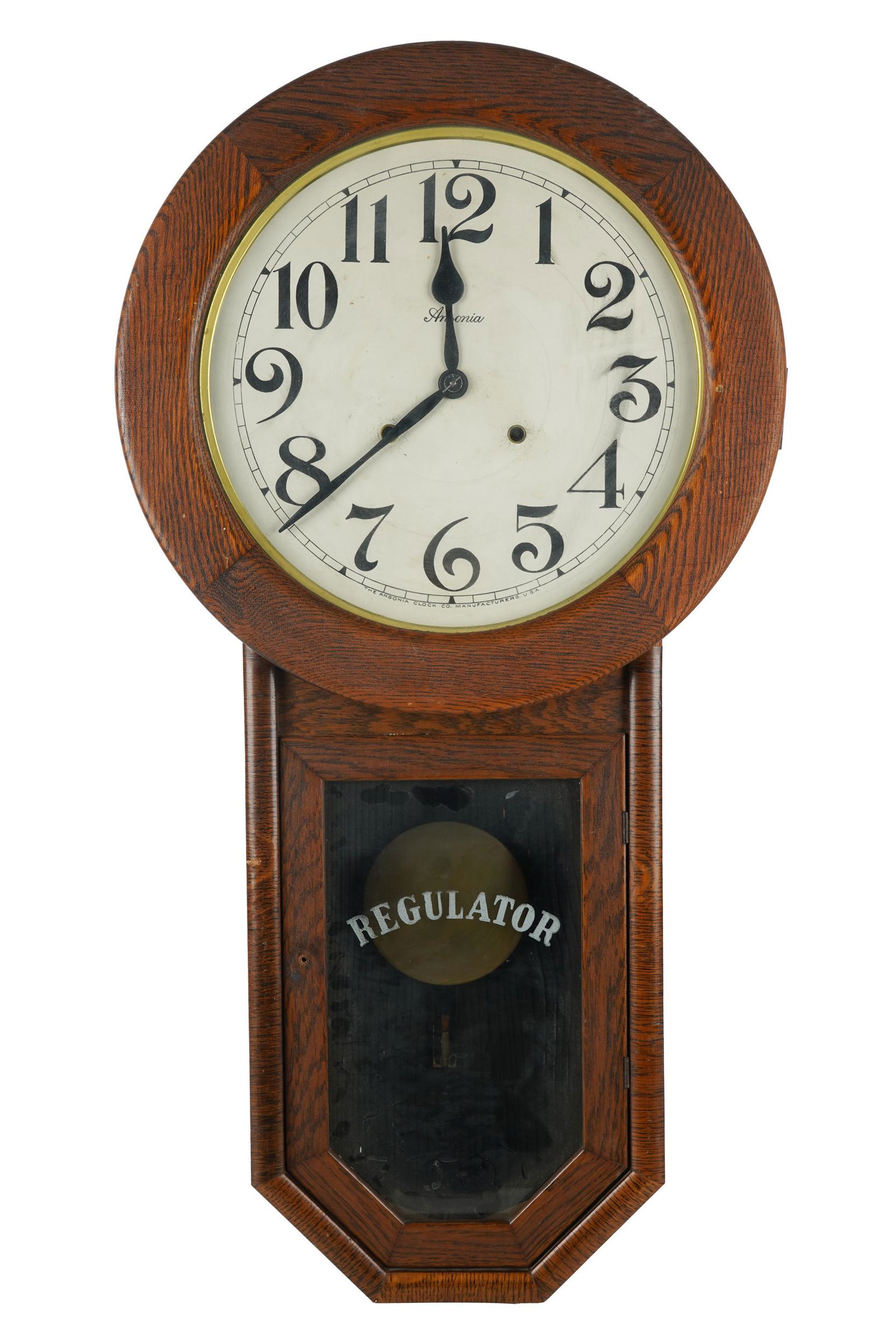 ANSONIA OAK REGULATOR WALL CLOCK (1 of 8)