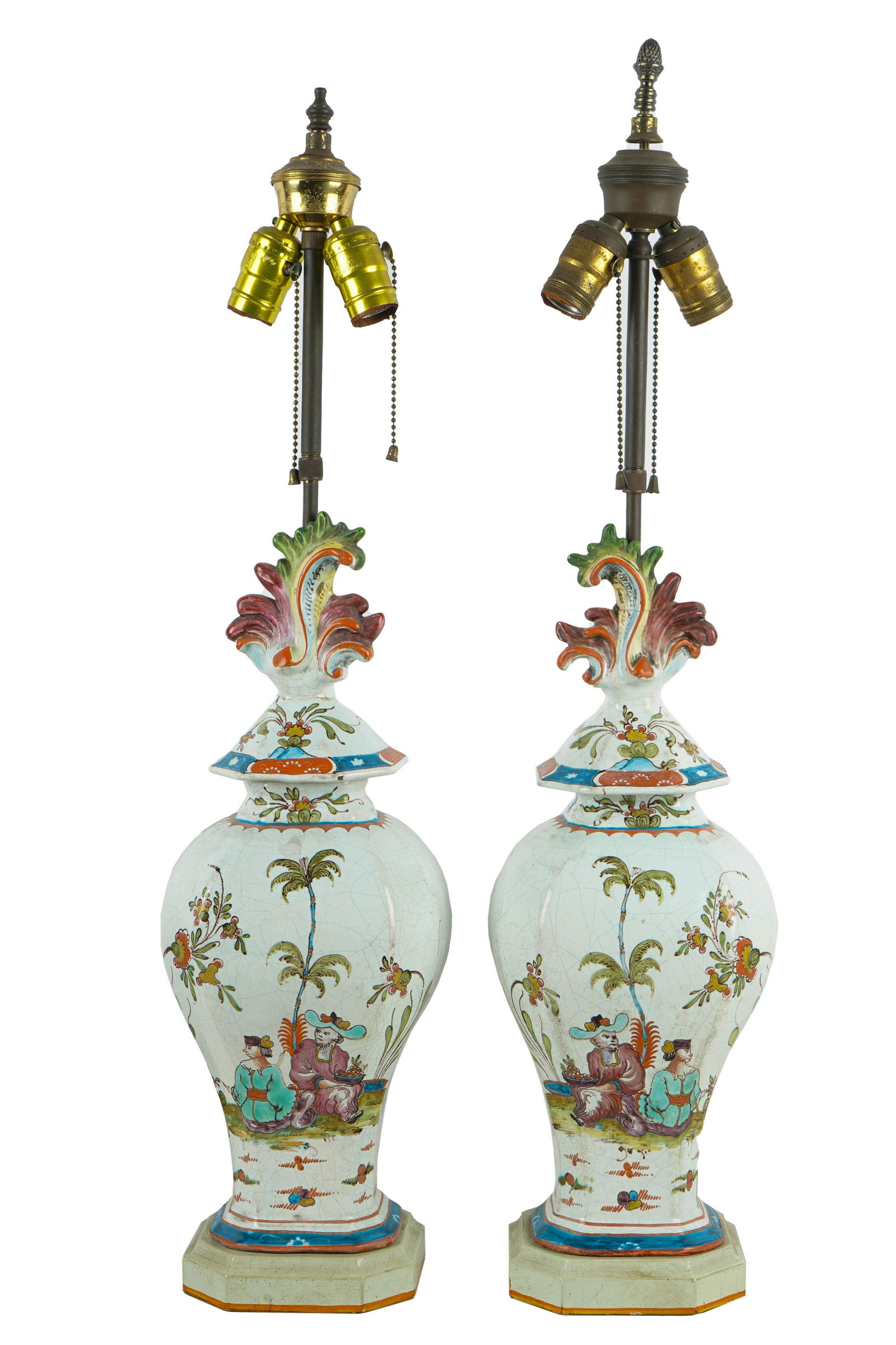 PAIR OF CERAMIC COVERED URNS (1 of 10)