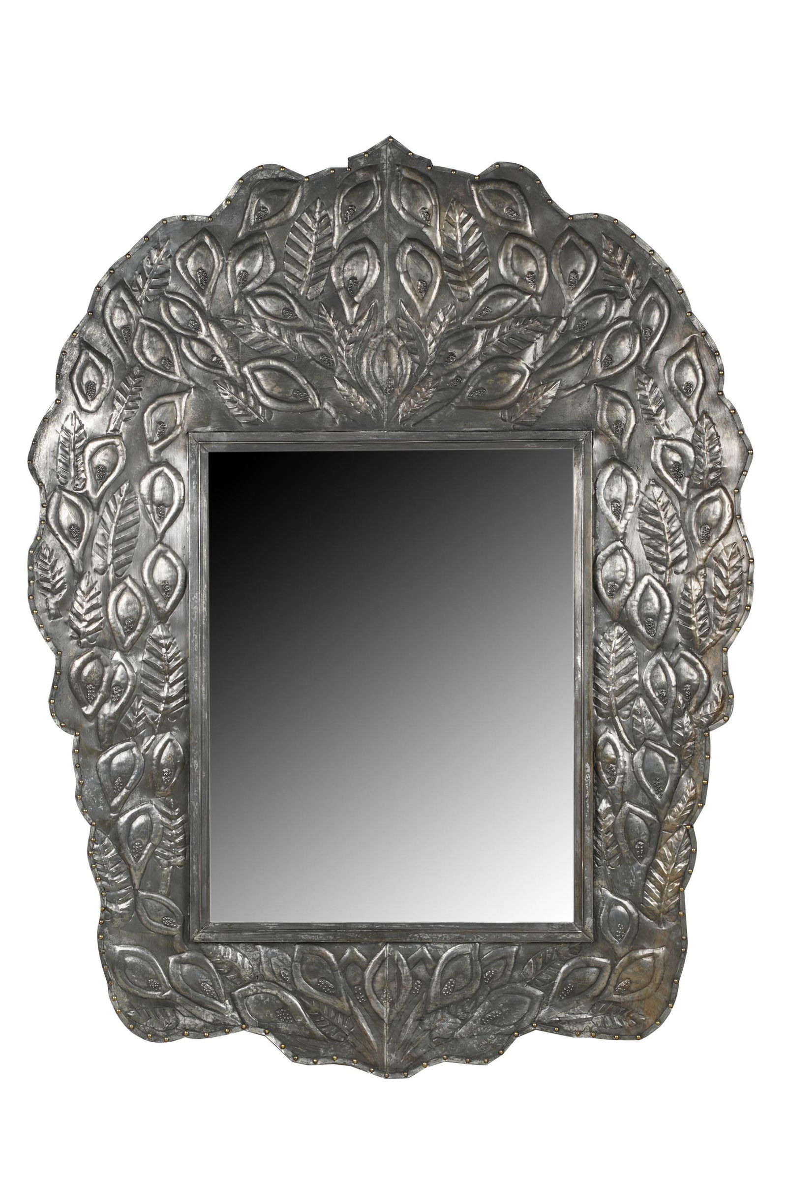 CONTINENTAL REPOUSSE-DECORATED METAL-CLAD MIRROR (1 of 7)