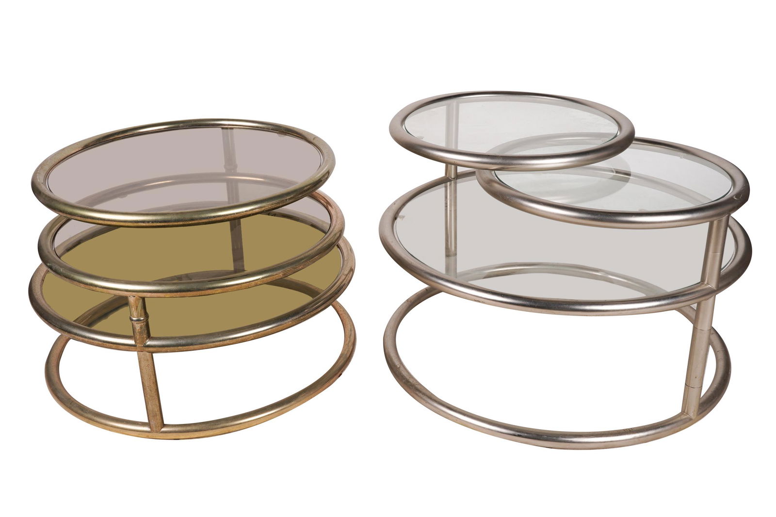 TWO MILO BAUGHMAN-STYLE METAL & GLASS COFFEE TABLES (1 of 6)