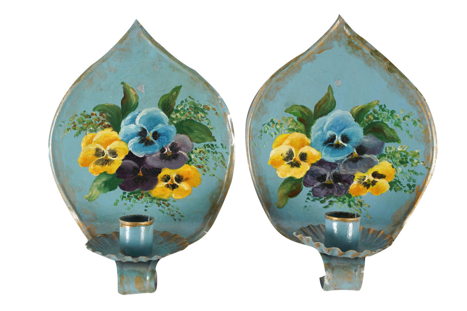 PAIR OF PAINTED TOLE CANDLE SCONCES (1 of 7)