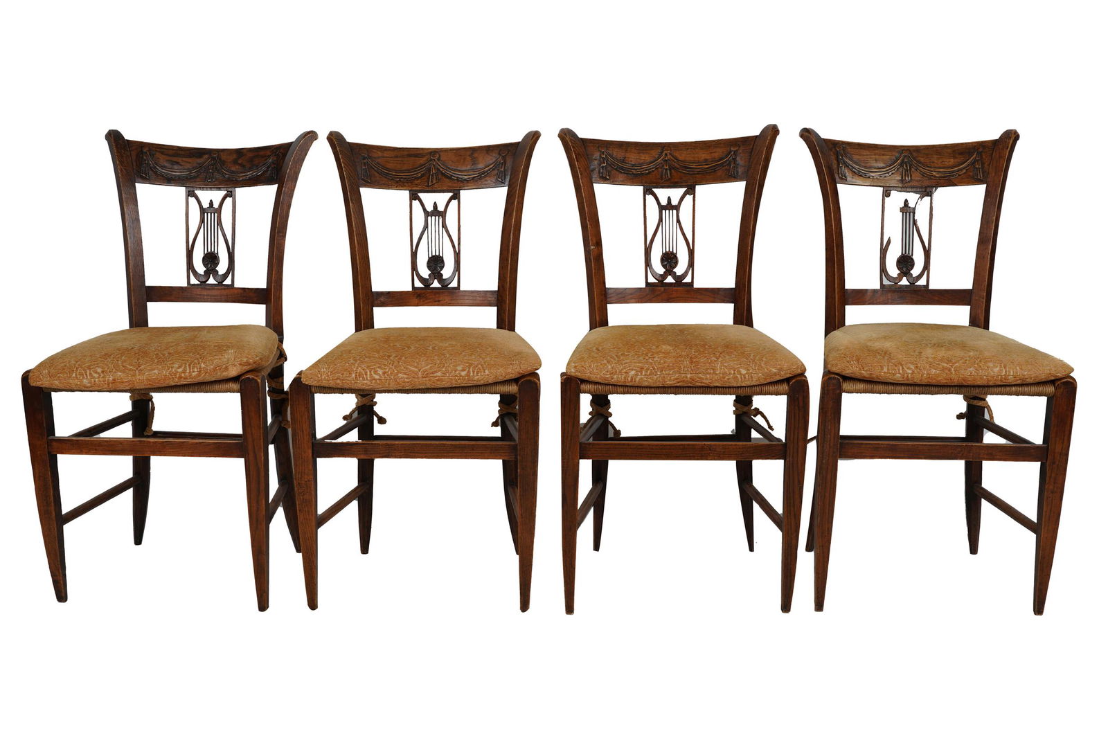 FOUR CARVED OAK DINING CHAIRS (1 of 11)