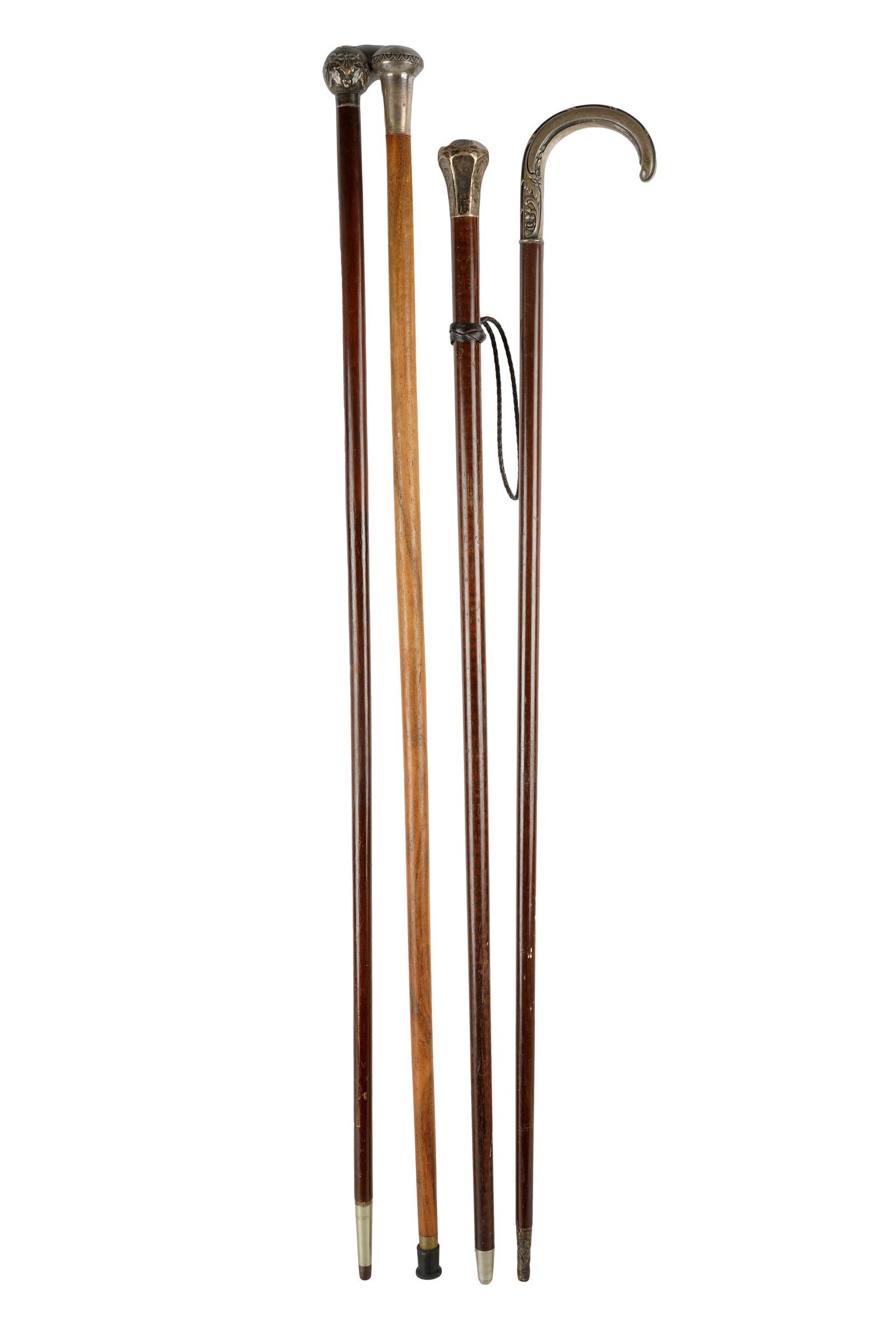 FOUR SILVER-TOPPED WALKING STICKS (1 of 13)