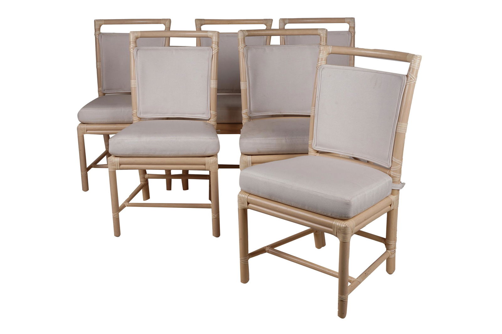 SET OF MCGUIRE BLEACHED RATTAN DINING CHAIRS (1 of 9)