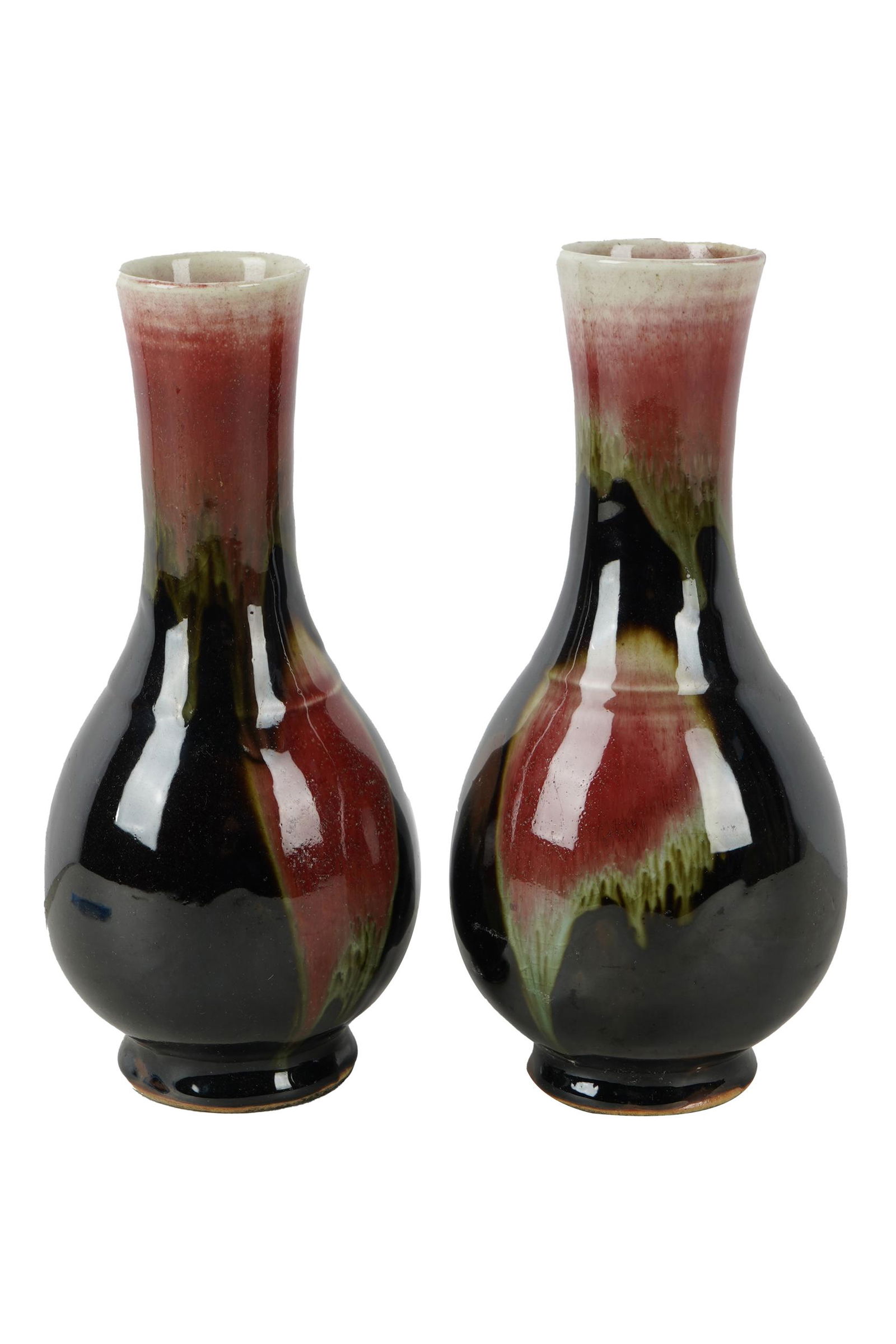 PAIR OF FLAMBE-GLAZED CERAMIC VASES (1 of 6)