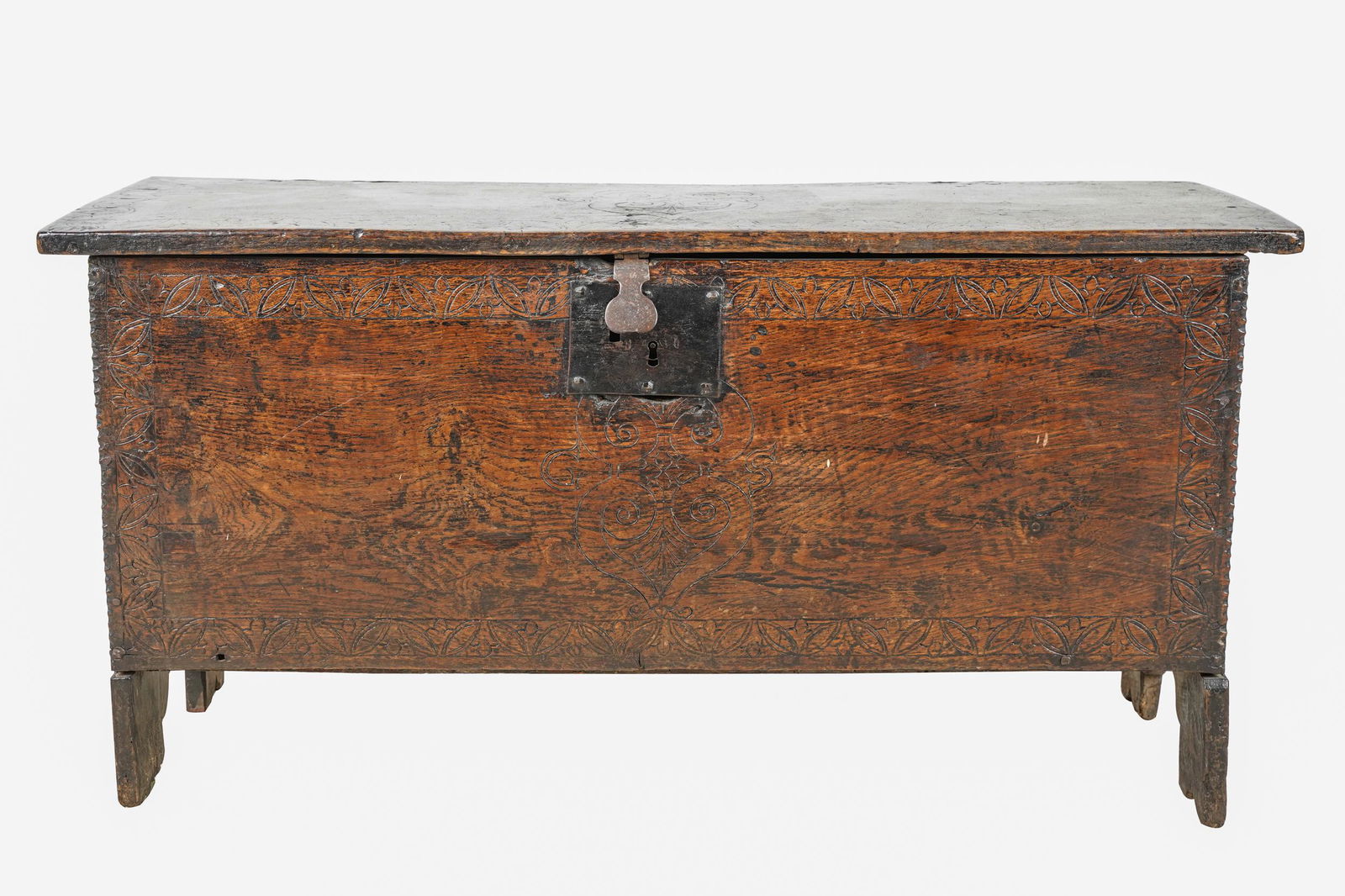 CARVED OAK BLANKET CHEST (1 of 9)