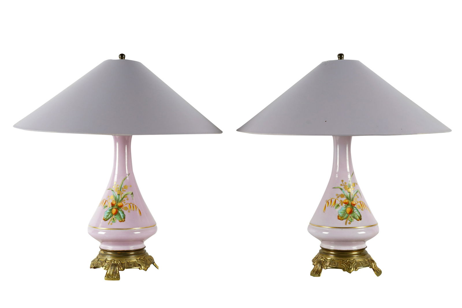PAIR OF PAINTED PORCELAIN TABLE LAMPS (1 of 12)
