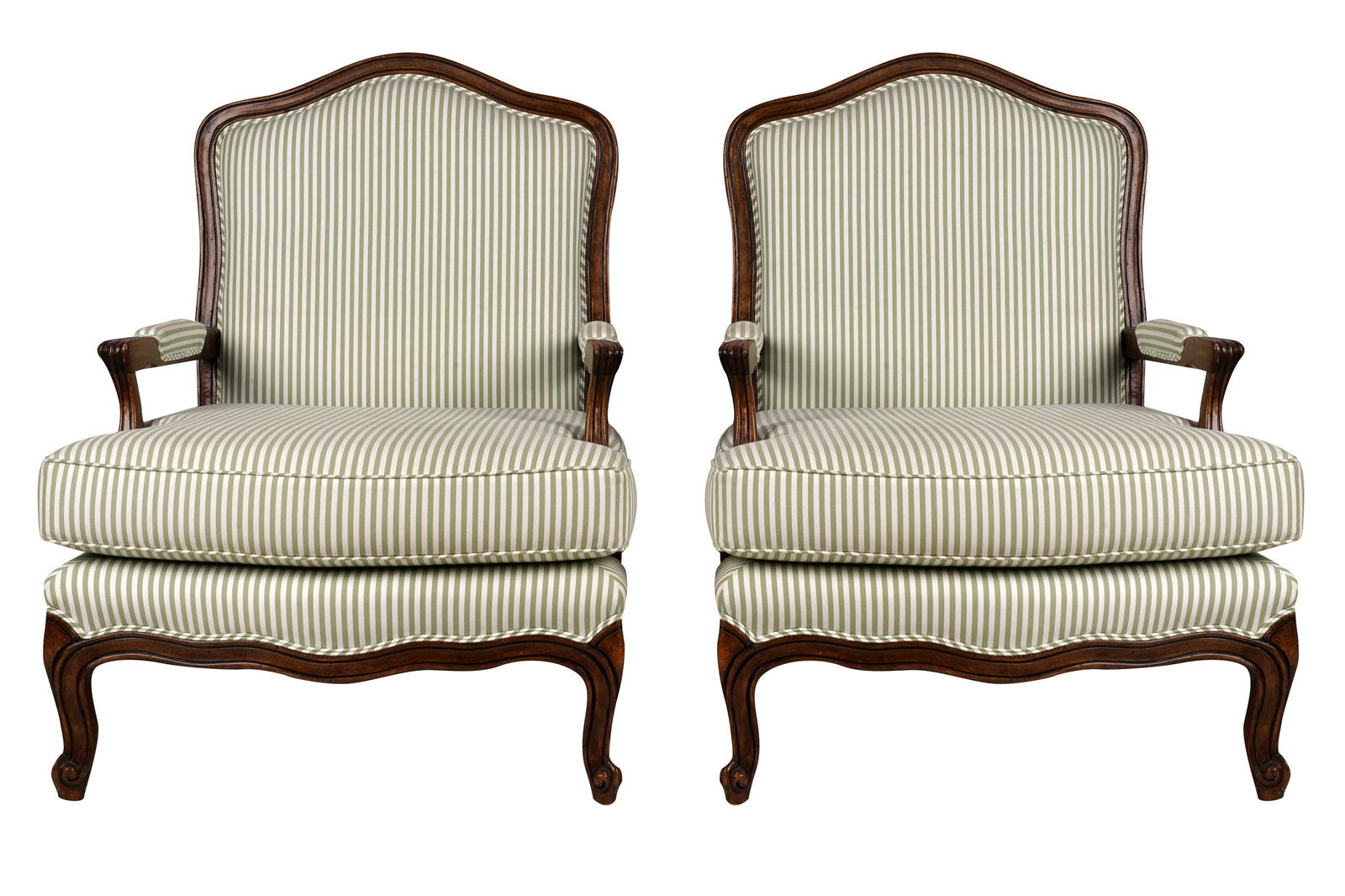 PAIR OF FRENCH PROVINCIAL STYLE WALNUT FAUTEUILS (1 of 12)