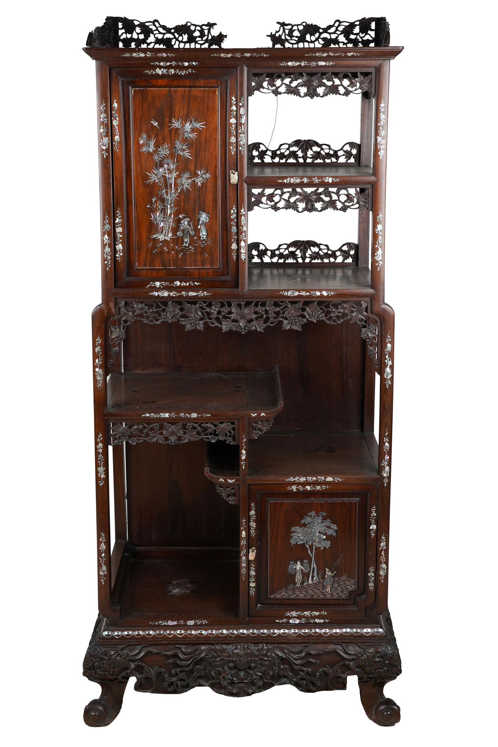 CHINESE CARVED WOOD WHATNOT SHELF (1 of 11)