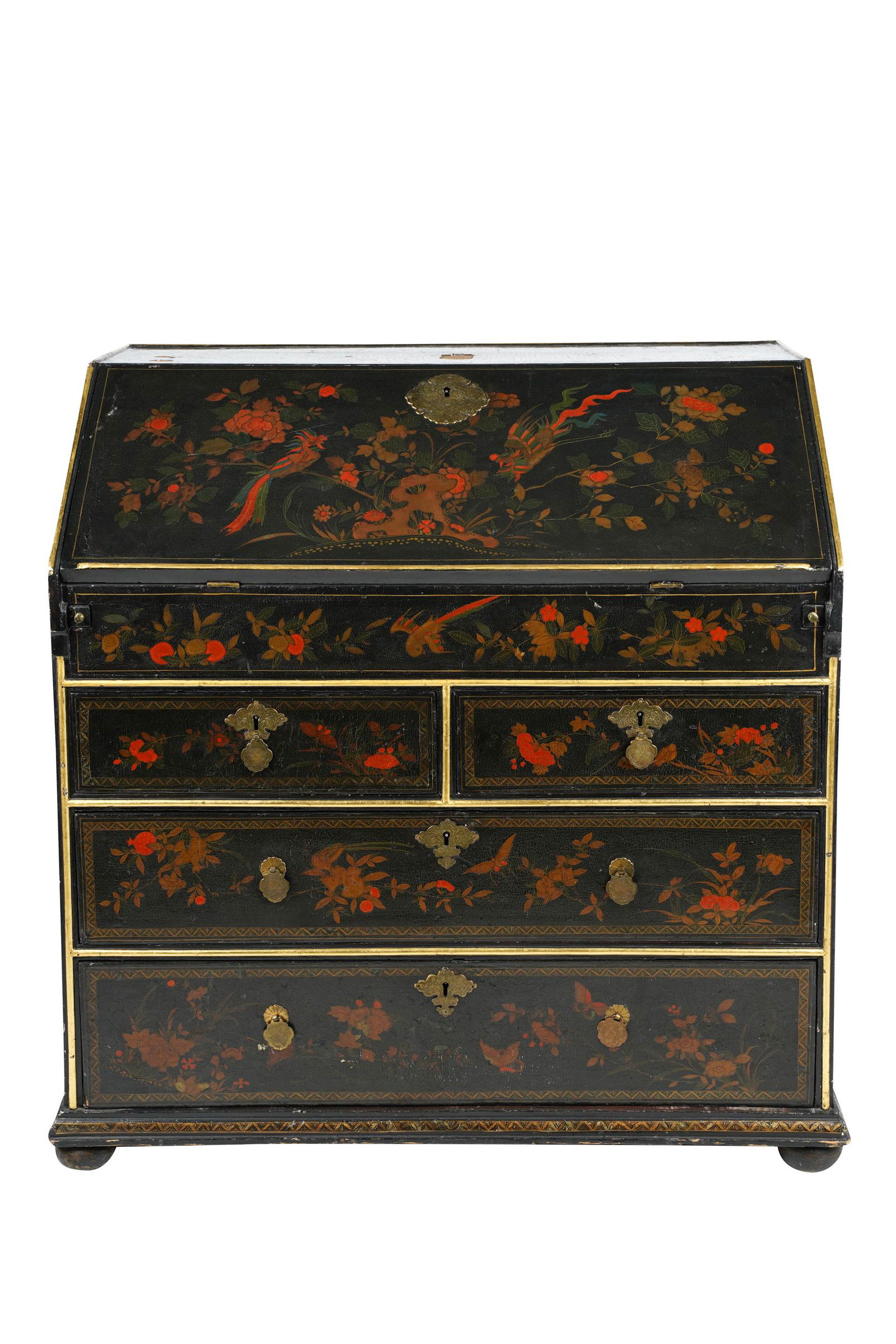 CHINOISERIE LACQUERED SLANT-FRONT BUREAU (1 of 11)