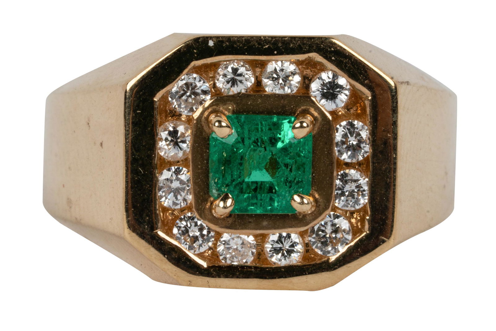 14 KARAT YELLOW GOLD, EMERALD, & DIAMOND RING (1 of 6)