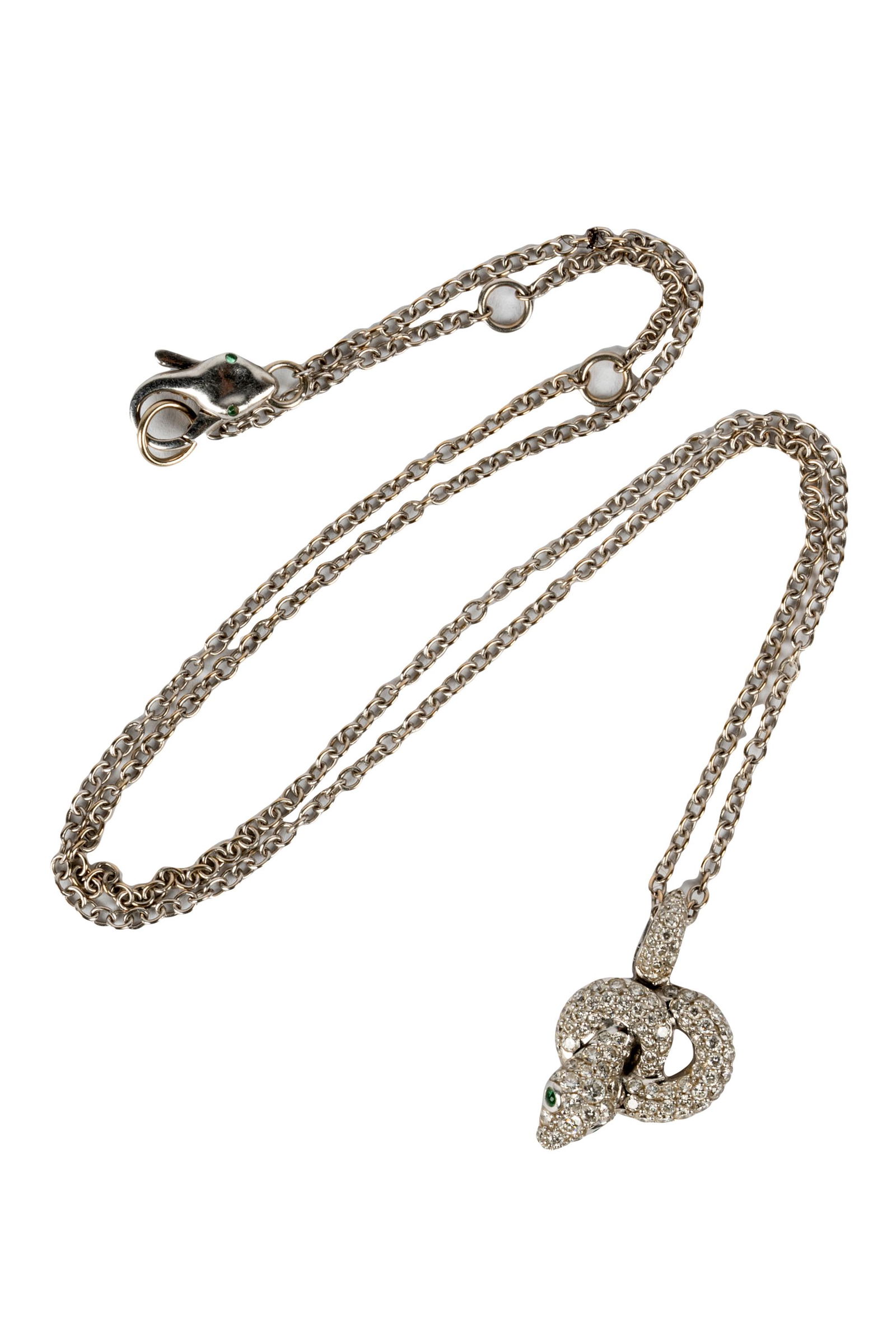 ASPREY 18 KARAT WHITE GOLD & DIAMOND SNAKE NECKLACE (1 of 9)