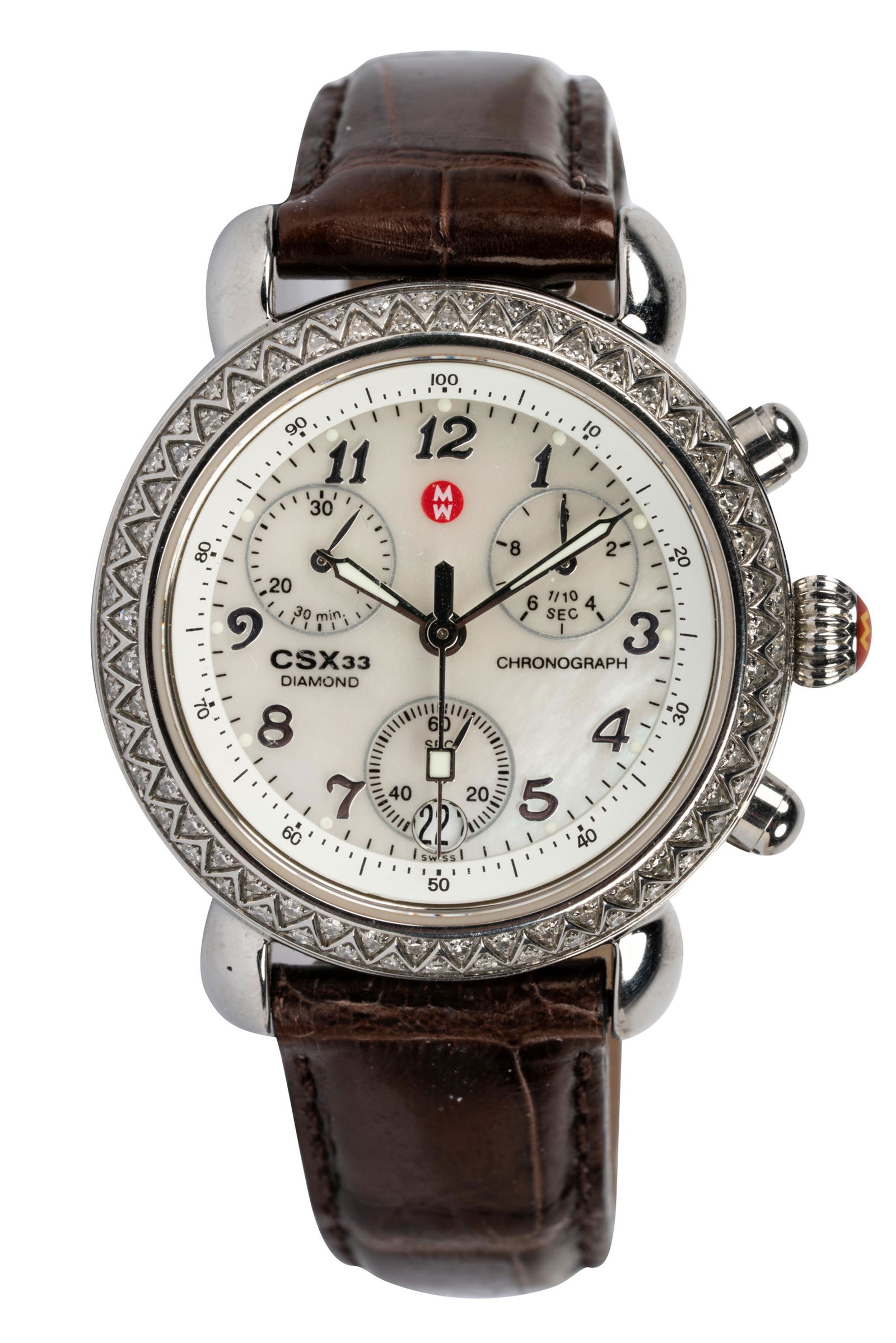 MICHELE CSX33 STAINLESS STEEL & DIAMOND WATCH (1 of 12)