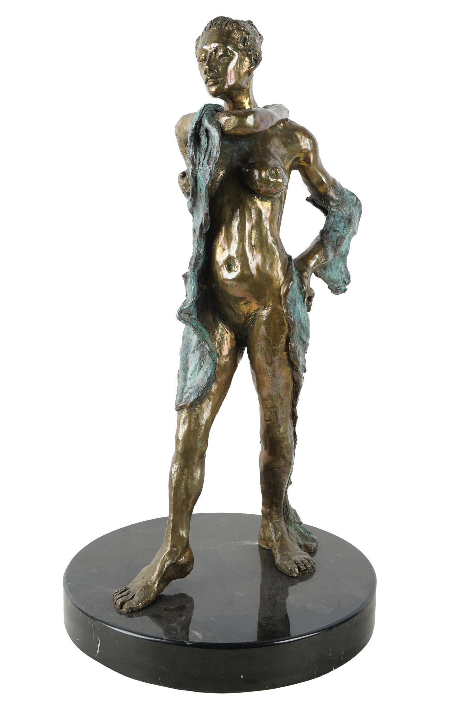 STEVE KRANTZ (1923 - 2007): "STANDING TALL, NUDE": bronze on a marble plinth, unsigned Provenance: The Estate of Judith Krantz, Bel Air the figure: 25 inches high; 27 total inches high