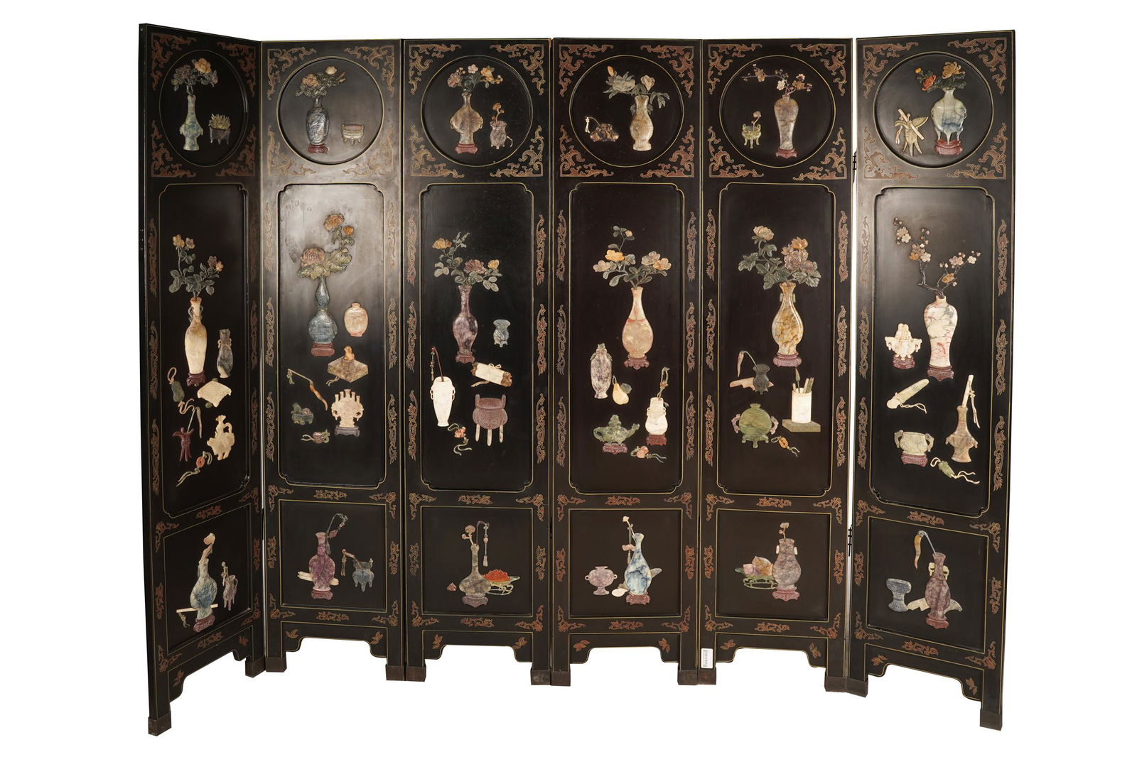 CHINESE STONE-INSET LACQUERED SCREEN (1 of 8)