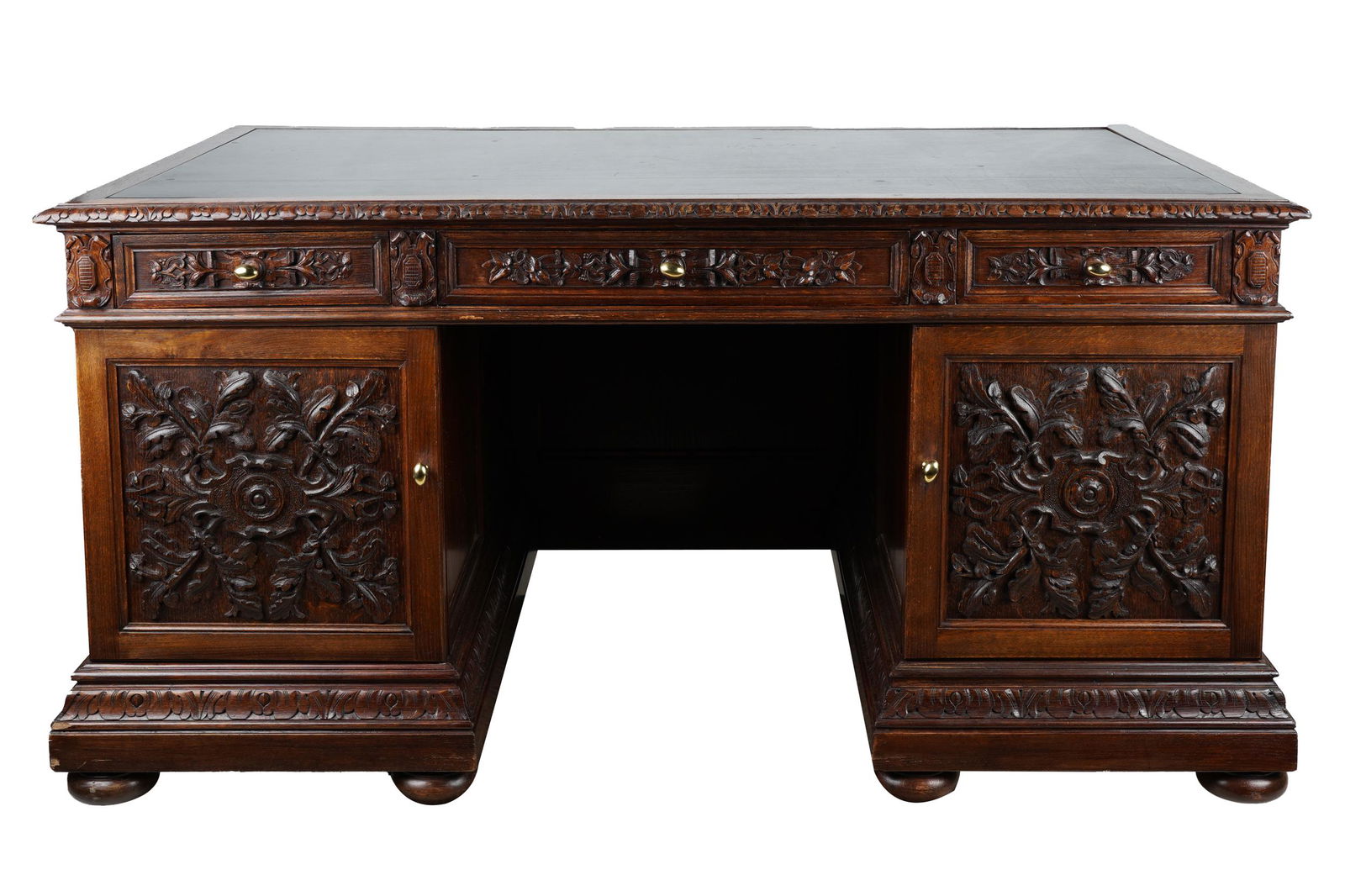 RENAISSANCE STYLE CARVED OAK DESK (1 of 9)