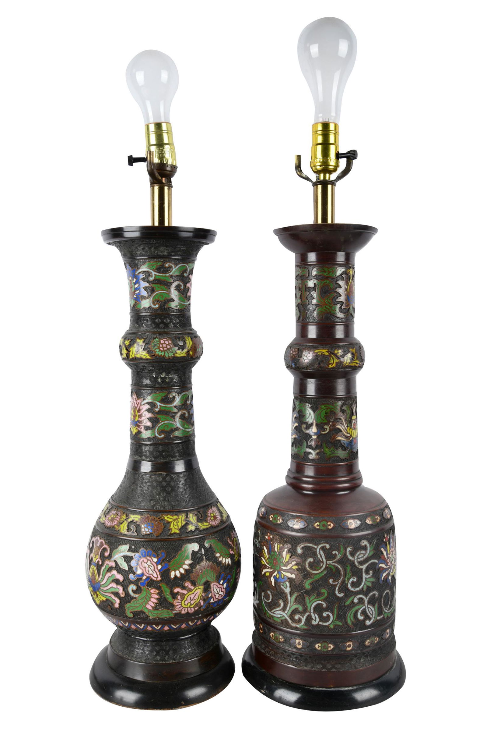 TWO CHAMPLEVE ENAMEL URNS (1 of 7)