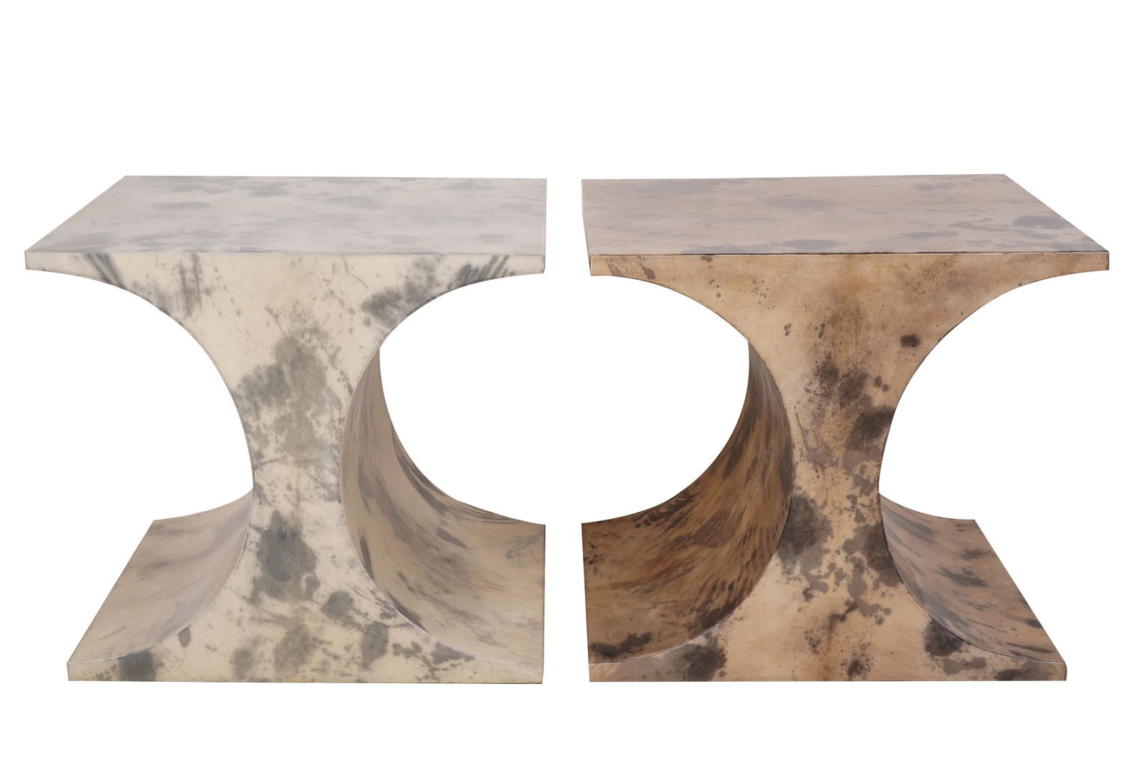 TWO GOATSKIN SIDE TABLES (1 of 8)