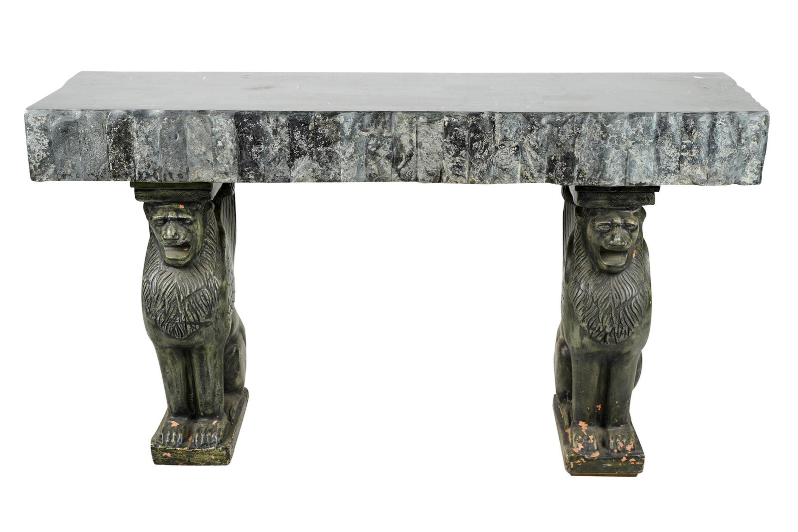 STONE-VENEERED & PAINTED WOOD CONSOLE TABLE (1 of 15)