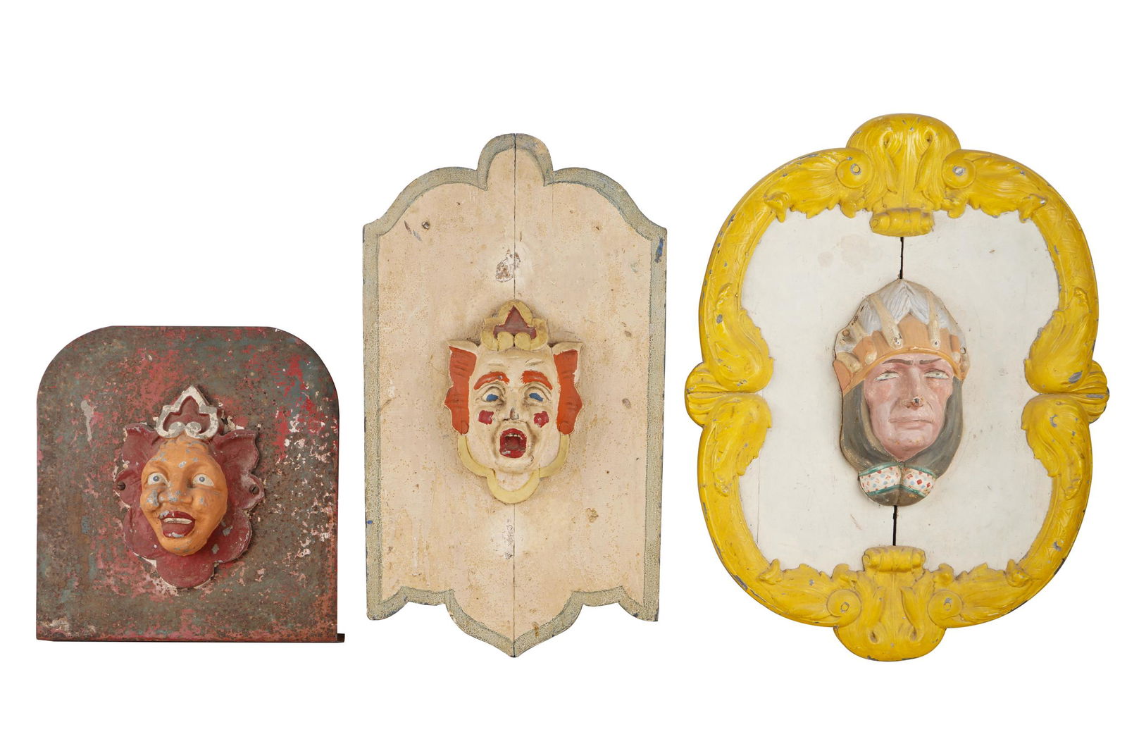 THREE PAINTED CLOWN PLAQUES (1 of 15)