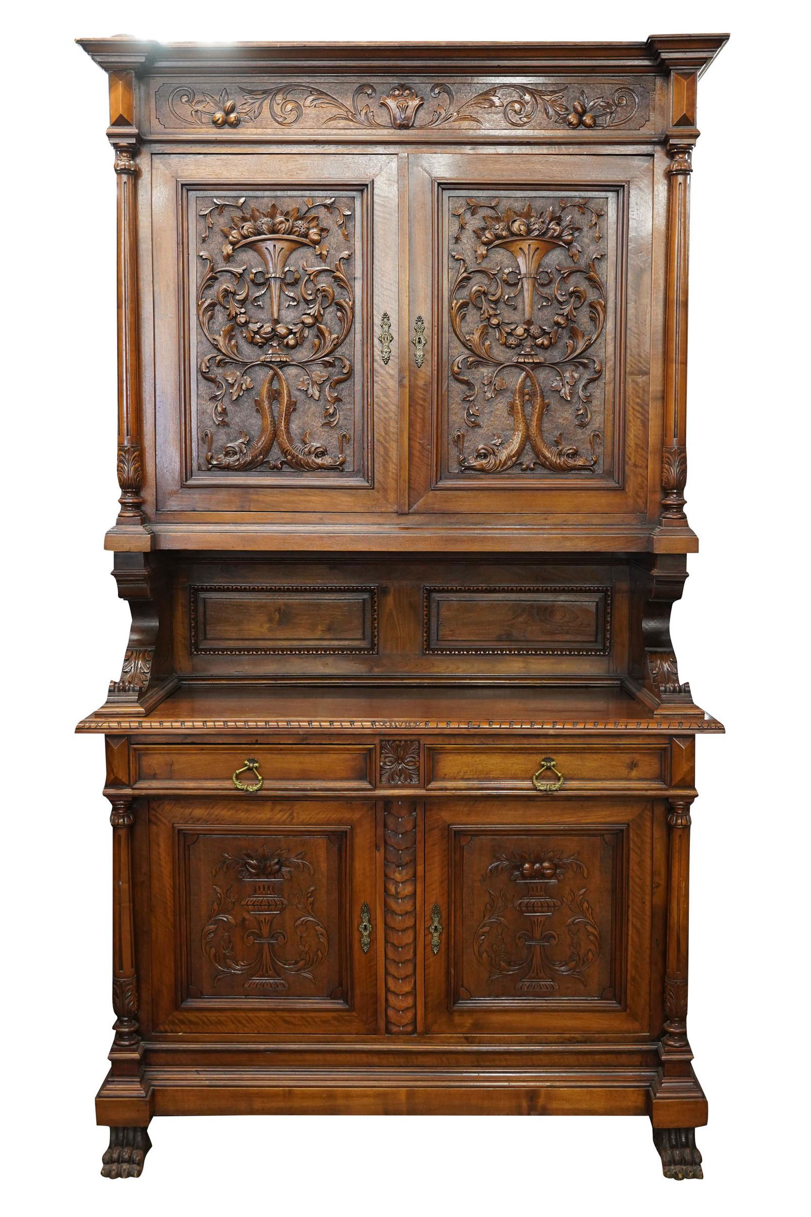 RENAISSANCE REVIVAL STYLE CARVED WALNUT BUFFET (1 of 19)