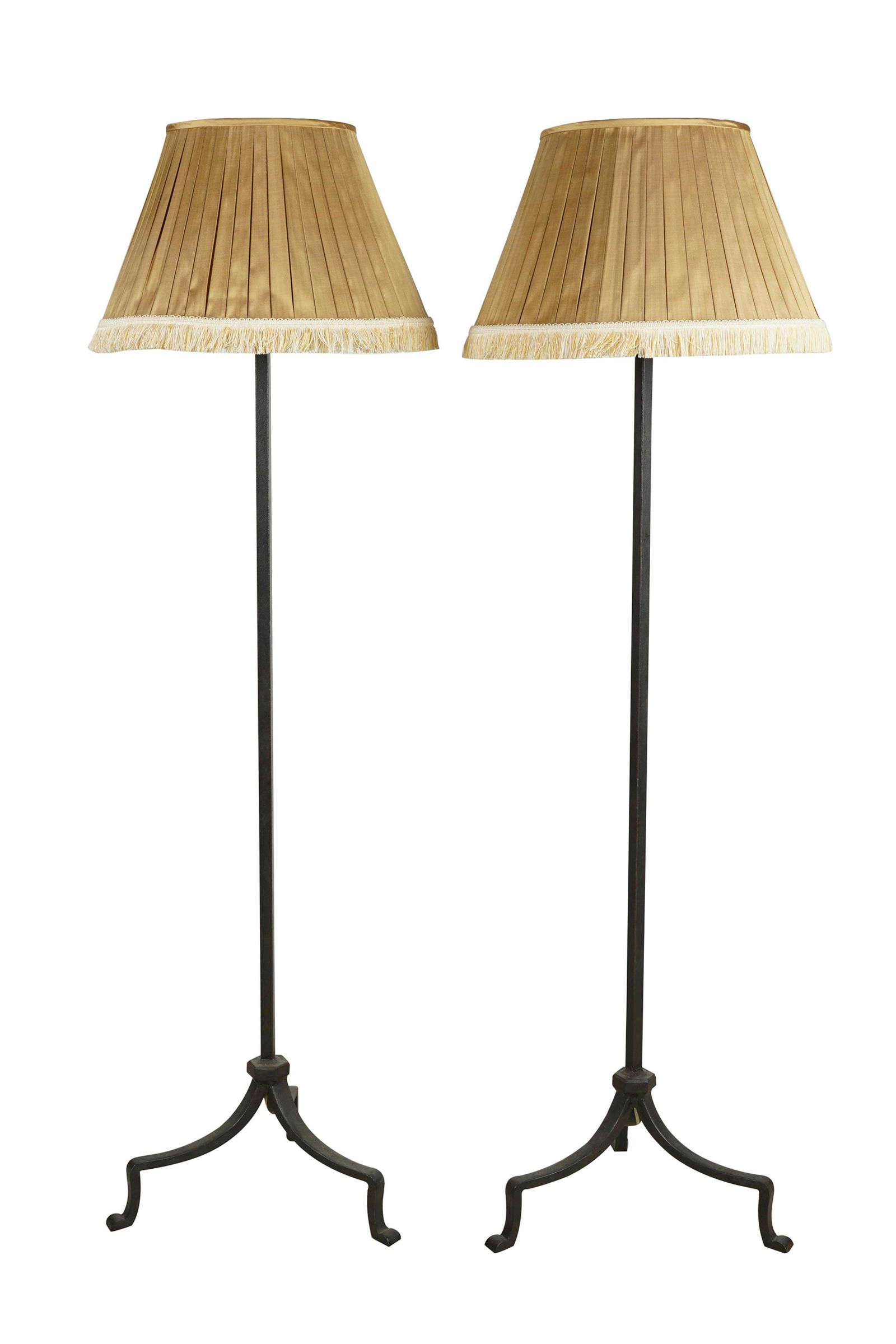 PAIR OF BLACK-PAINTED METAL FLOOR LAMPS (1 of 9)