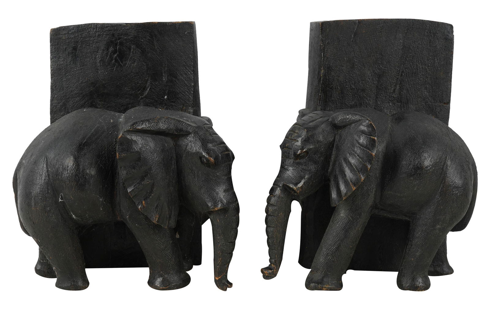 PAIR OF CARVED & PAINTED WOOD BOOKENDS (1 of 9)